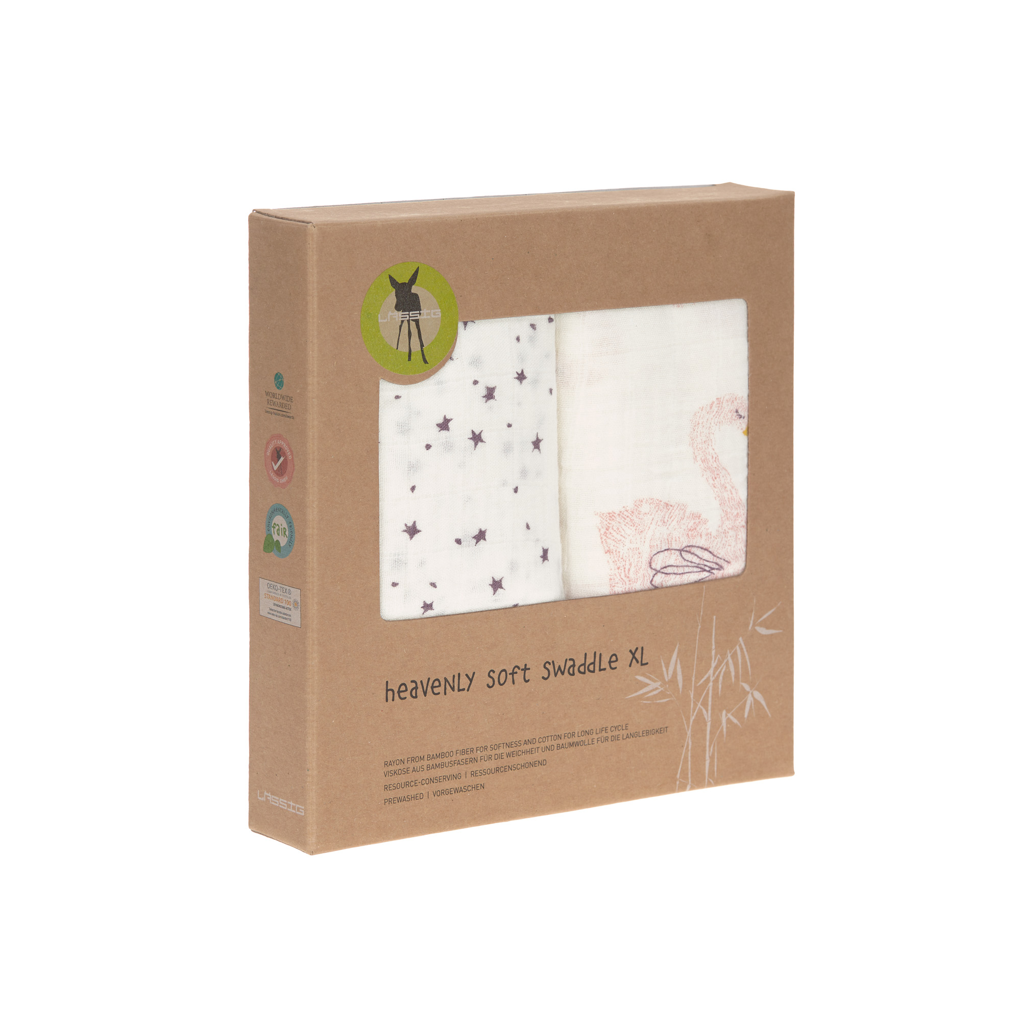 Lässig Heavenly soft Swaddle XL Little Water Swan 2 pcs ass., 120 x 120 cm - 5