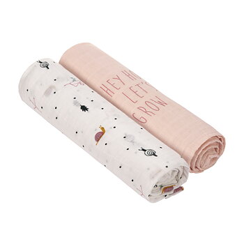 Lässig Heavenly soft Swaddle XL Garden Explorer Snail 2 pcs ass., 120 x 120 cm