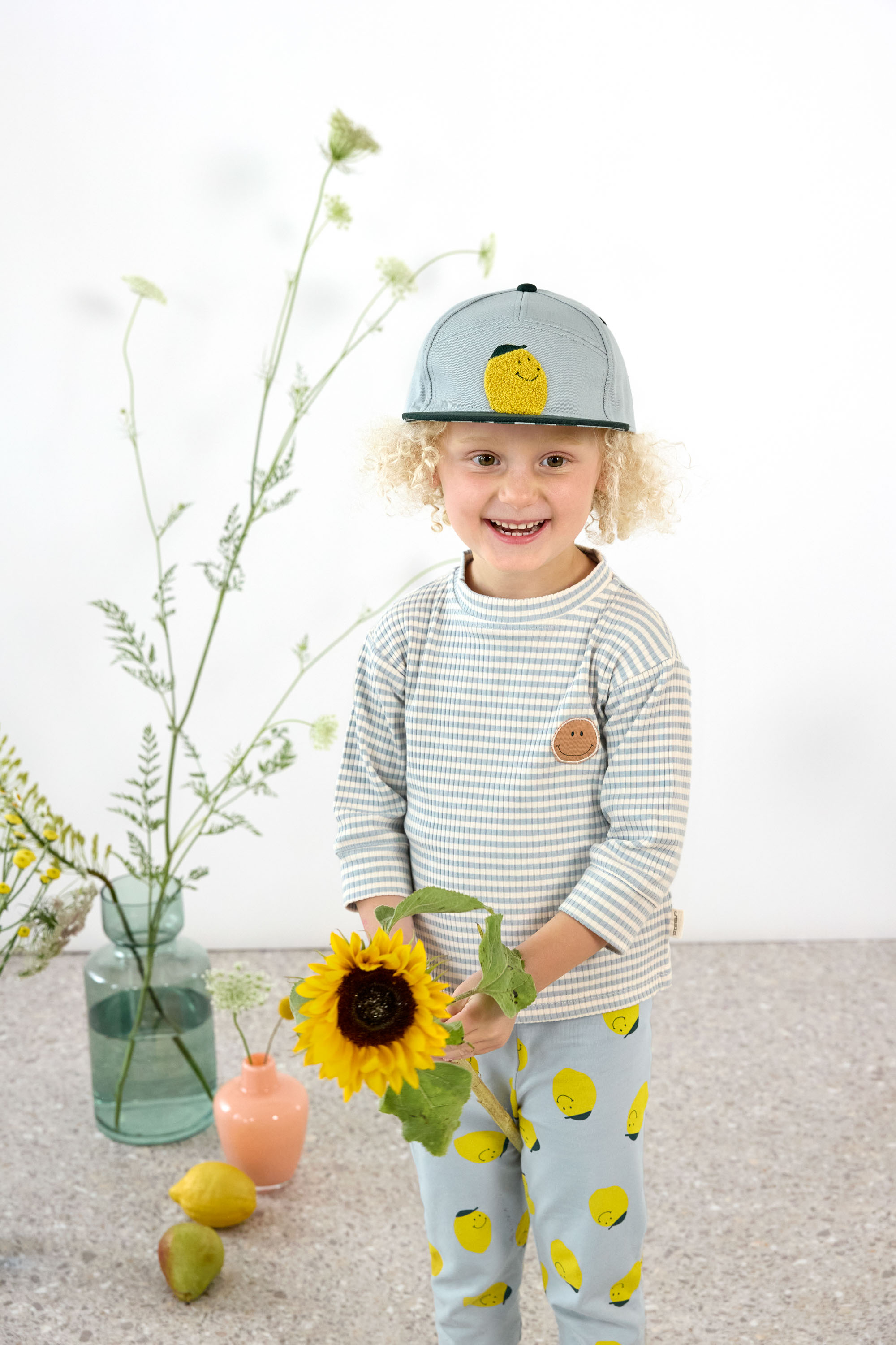 Lässig Legging Jersey GOTS Lemon light blue, 3-6 months - 6