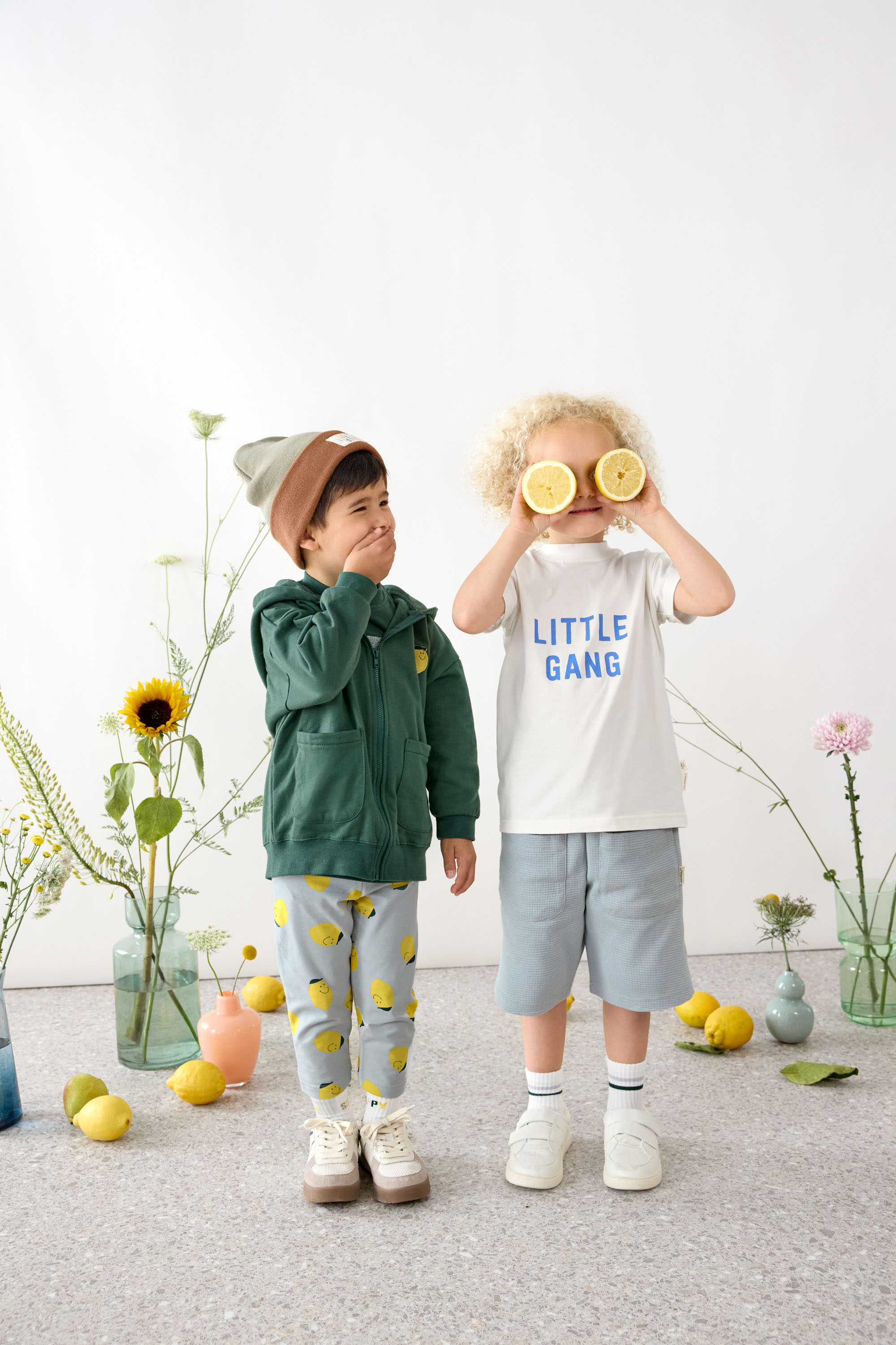 Lässig Legging Jersey GOTS Lemon light blue, 3-6 months - 3