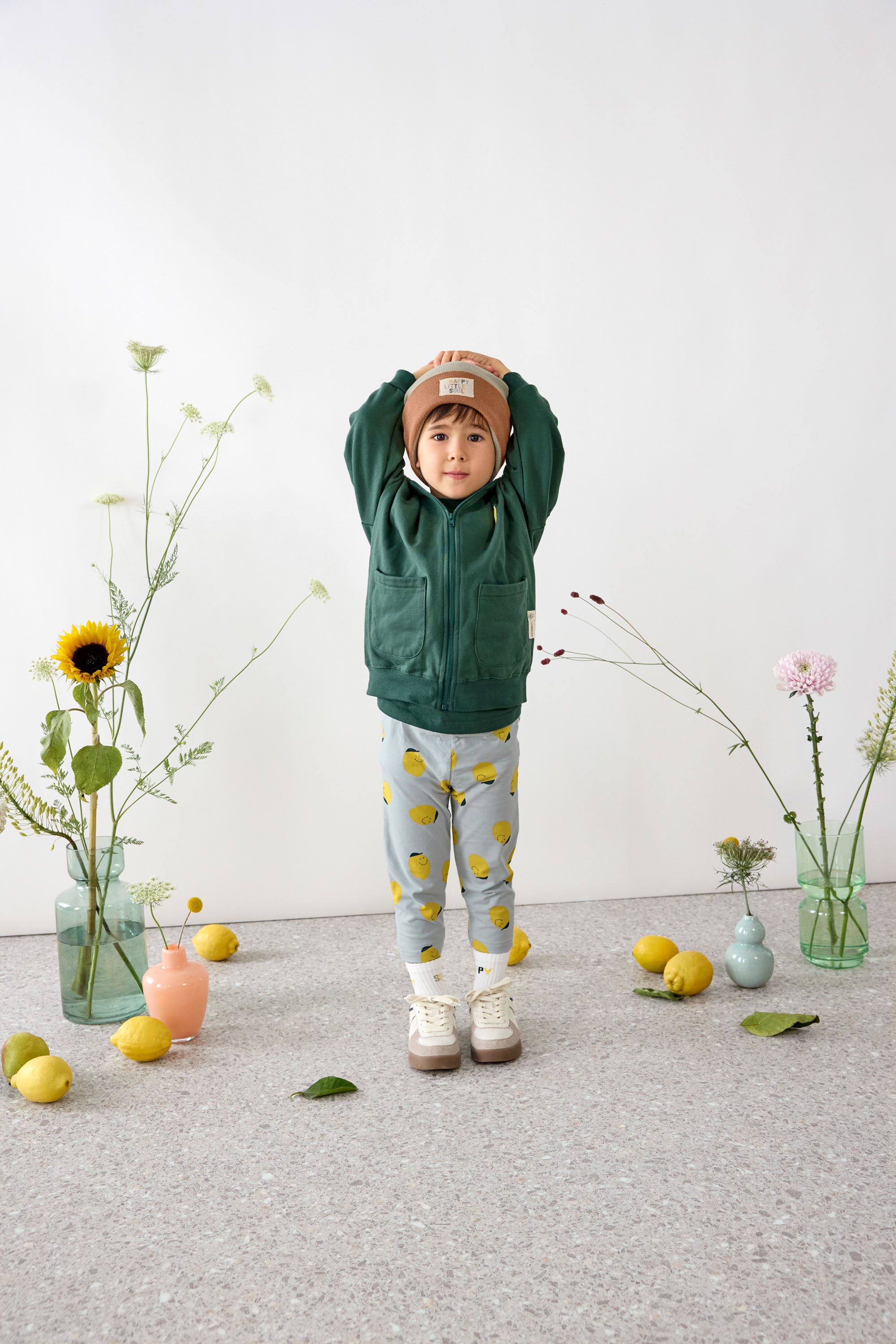 Lässig Legging Jersey GOTS Lemon light blue, 3-6 months