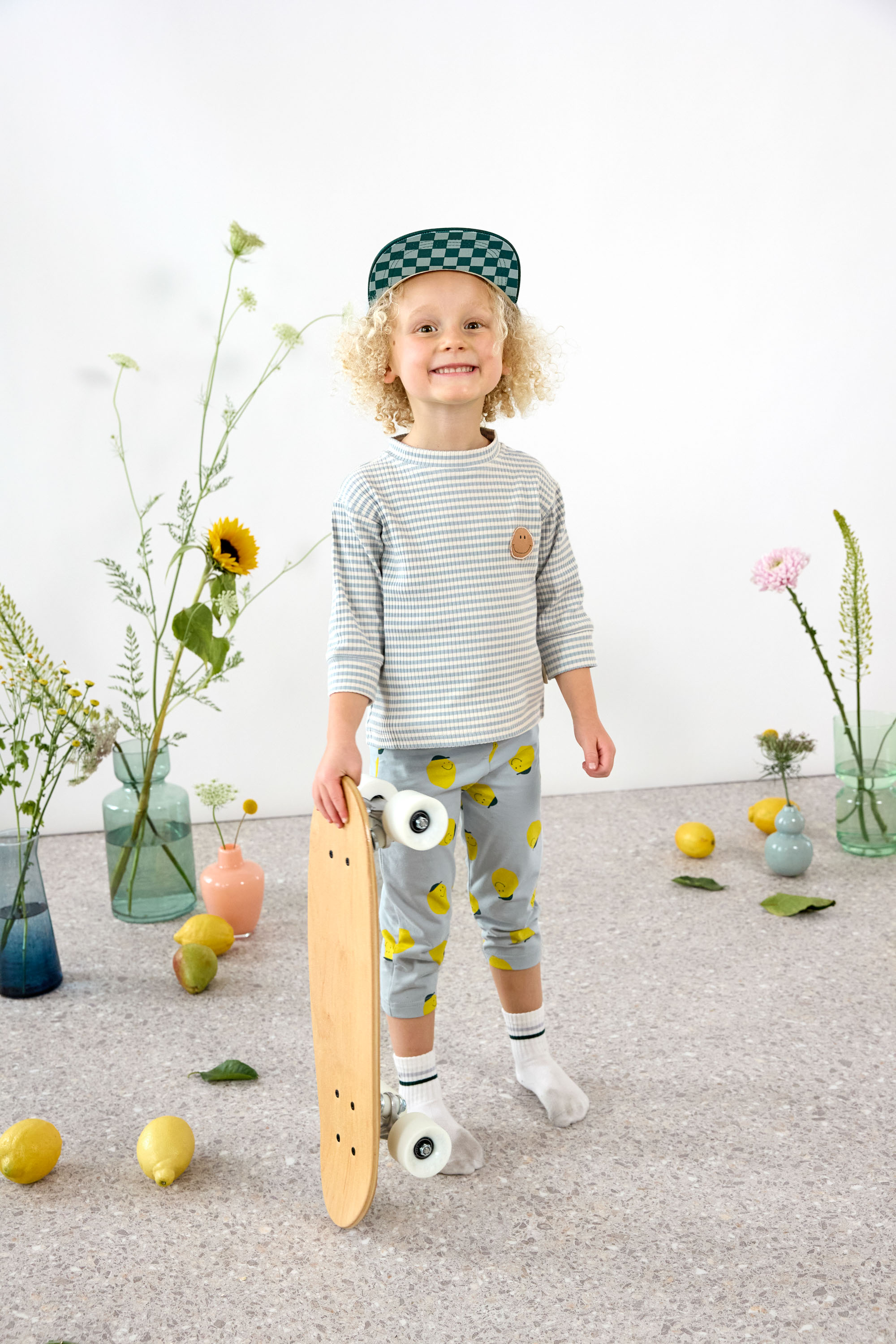 Lässig Legging Jersey GOTS Lemon light blue, 3-6 months - 2