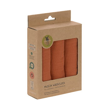 Lässig Muslin Washcloth Set 3 pcs rust