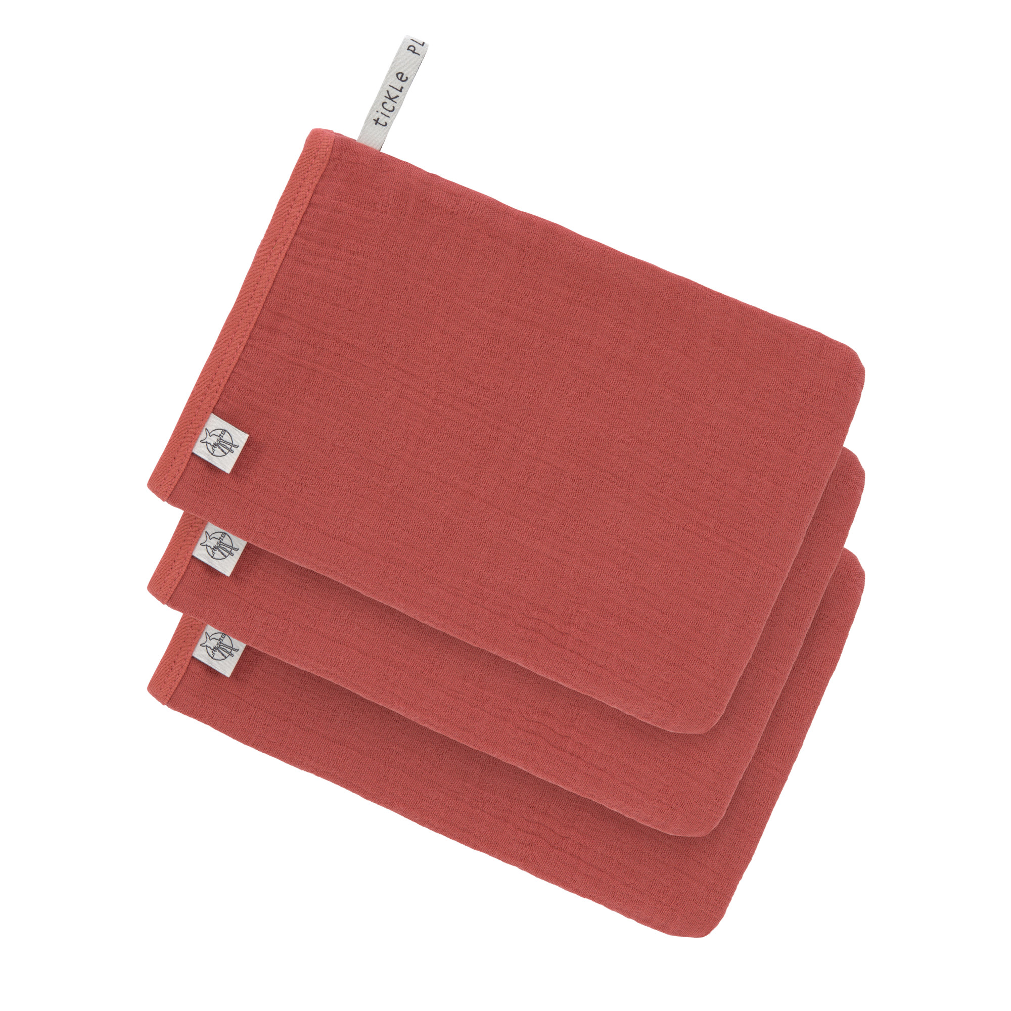 Lässig Muslin Wash Glove Set 3 pcs rosewood