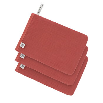 Lässig Muslin Wash Glove Set 3 pcs rosewood
