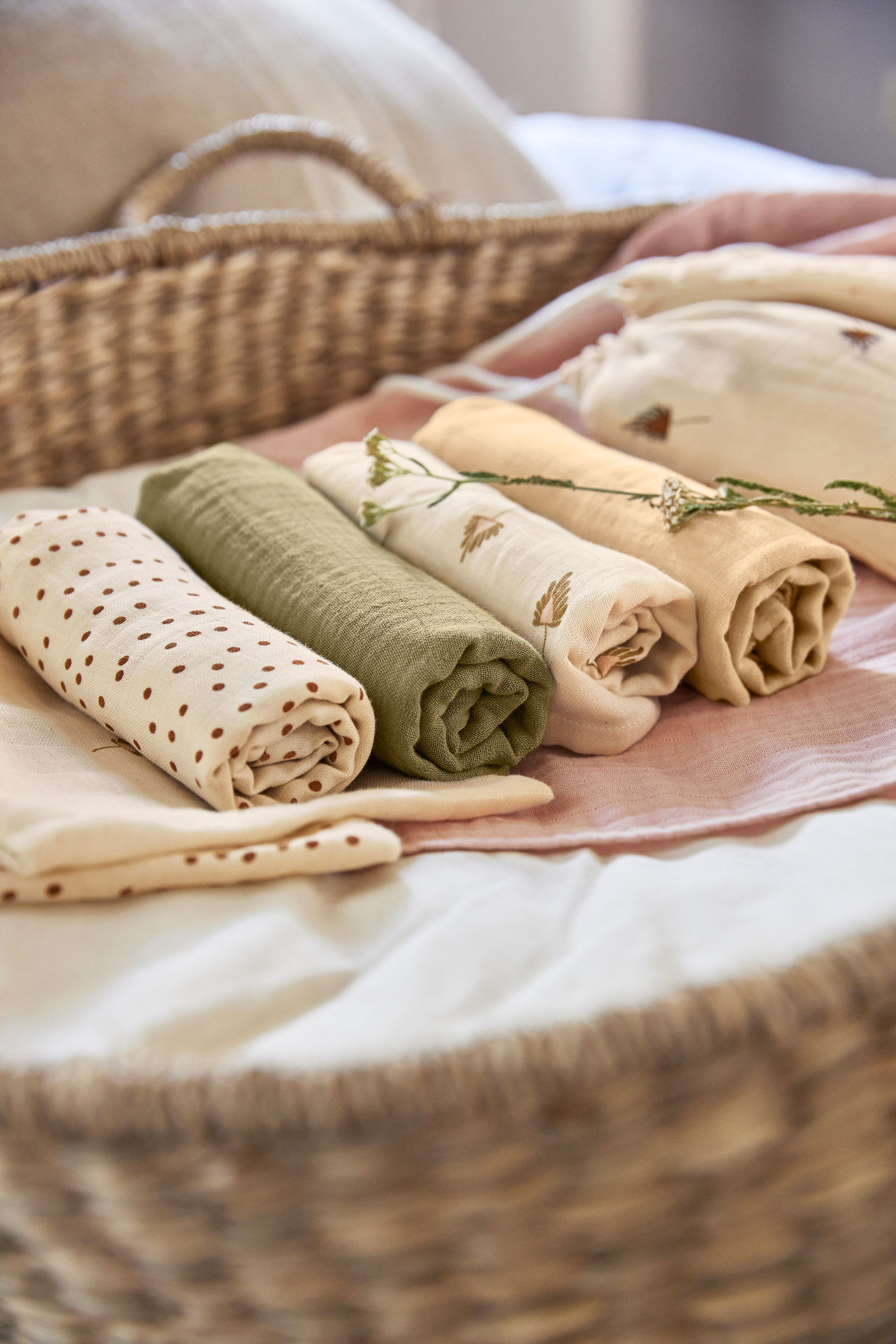 Lässig Swaddle & Burp Blanket M 2 pcs curry, 60 x 60 cm (organic in conversion) - 4