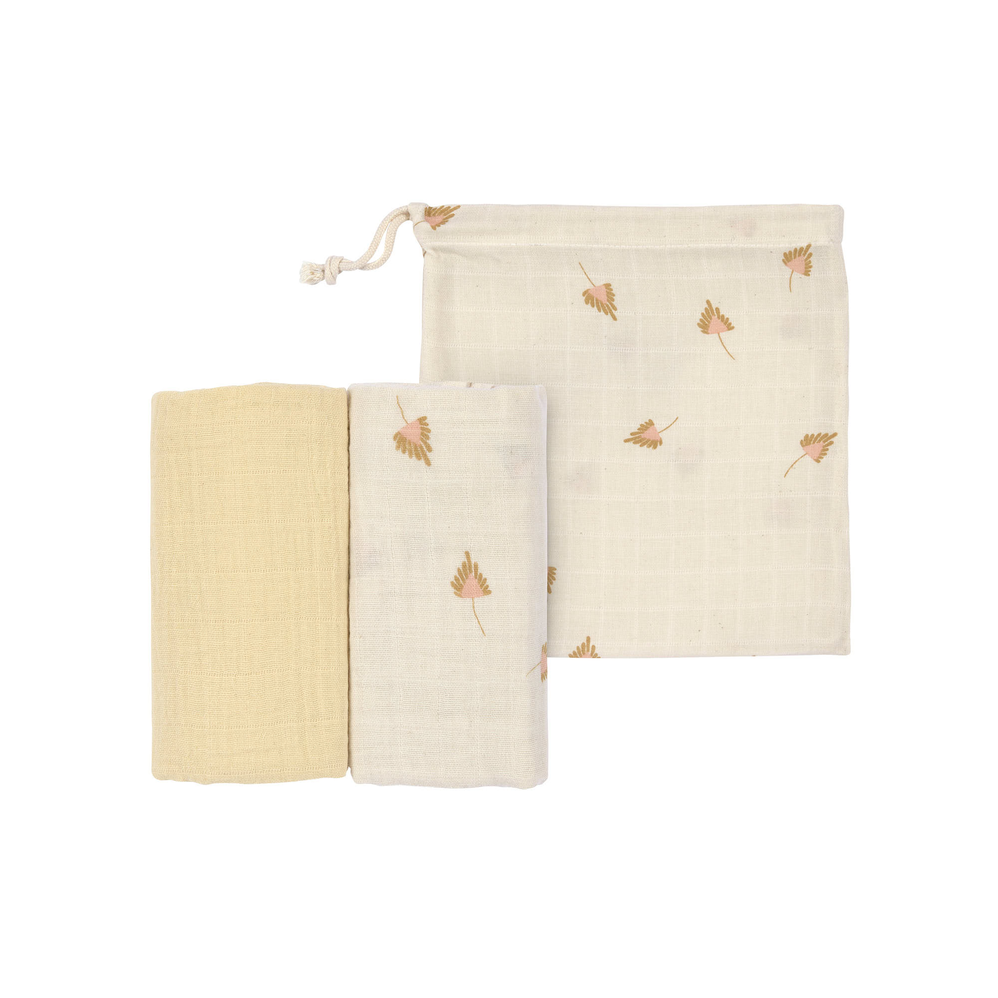 Lässig Swaddle & Burp Blanket M 2 pcs curry, 60 x 60 cm (organic in conversion)
