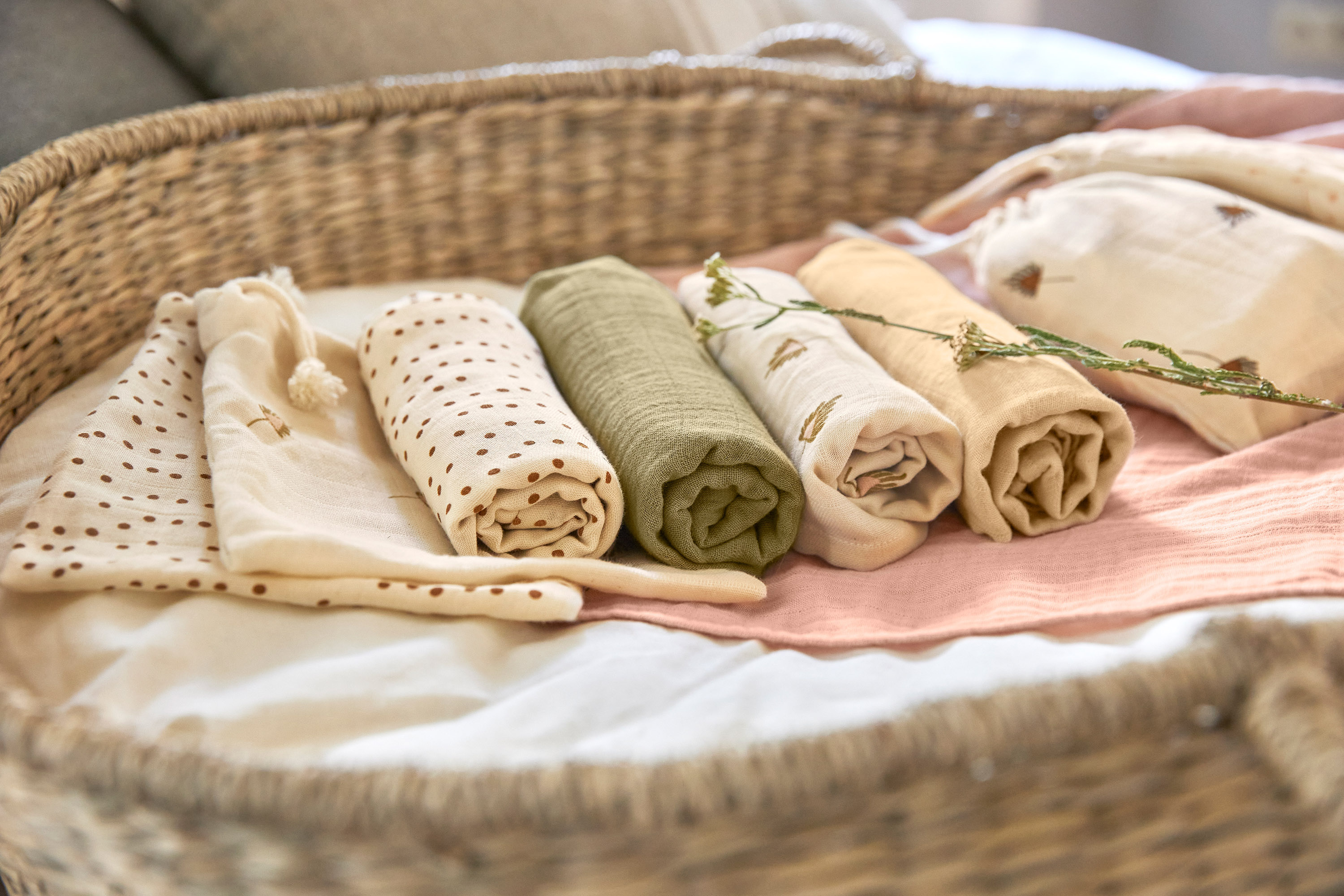 Lässig Swaddle & Burp Blanket M 2 pcs curry, 60 x 60 cm (organic in conversion) - 3