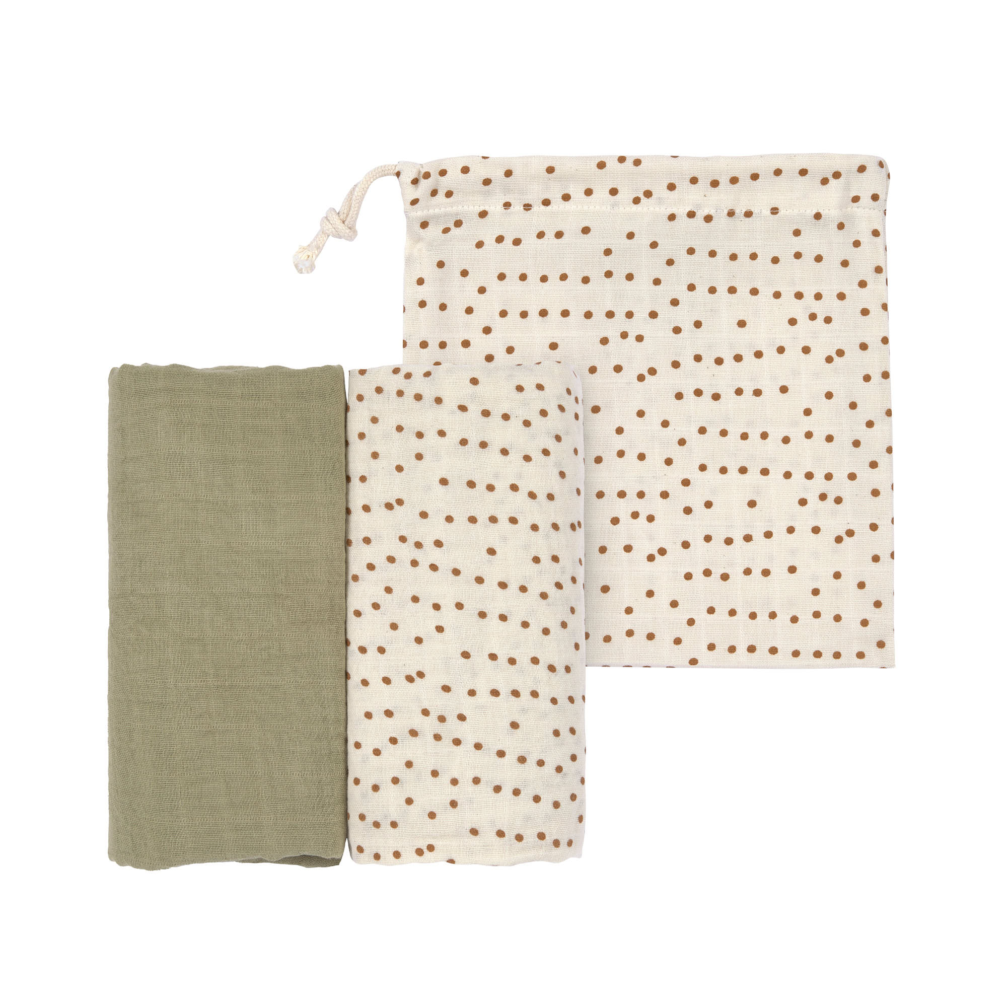Lässig Swaddle & Burp Blanket L 2 pcs caramel, 80 x 80 cm (organic in conversion)