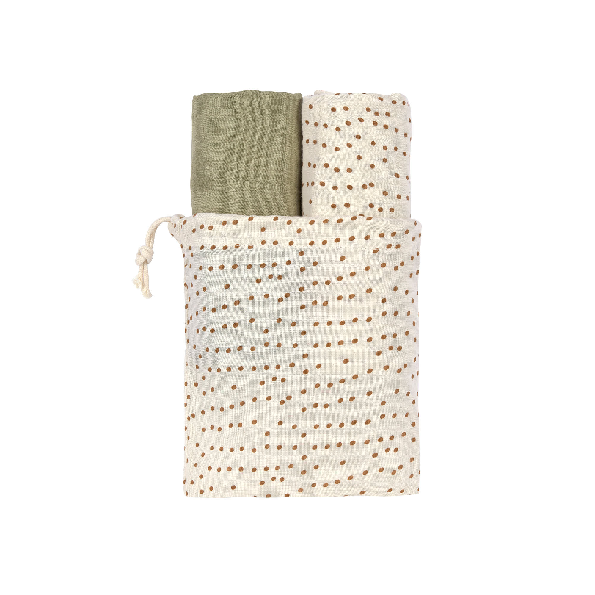 Lässig Swaddle & Burp Blanket L 2 pcs caramel, 80 x 80 cm (organic in conversion) - 2