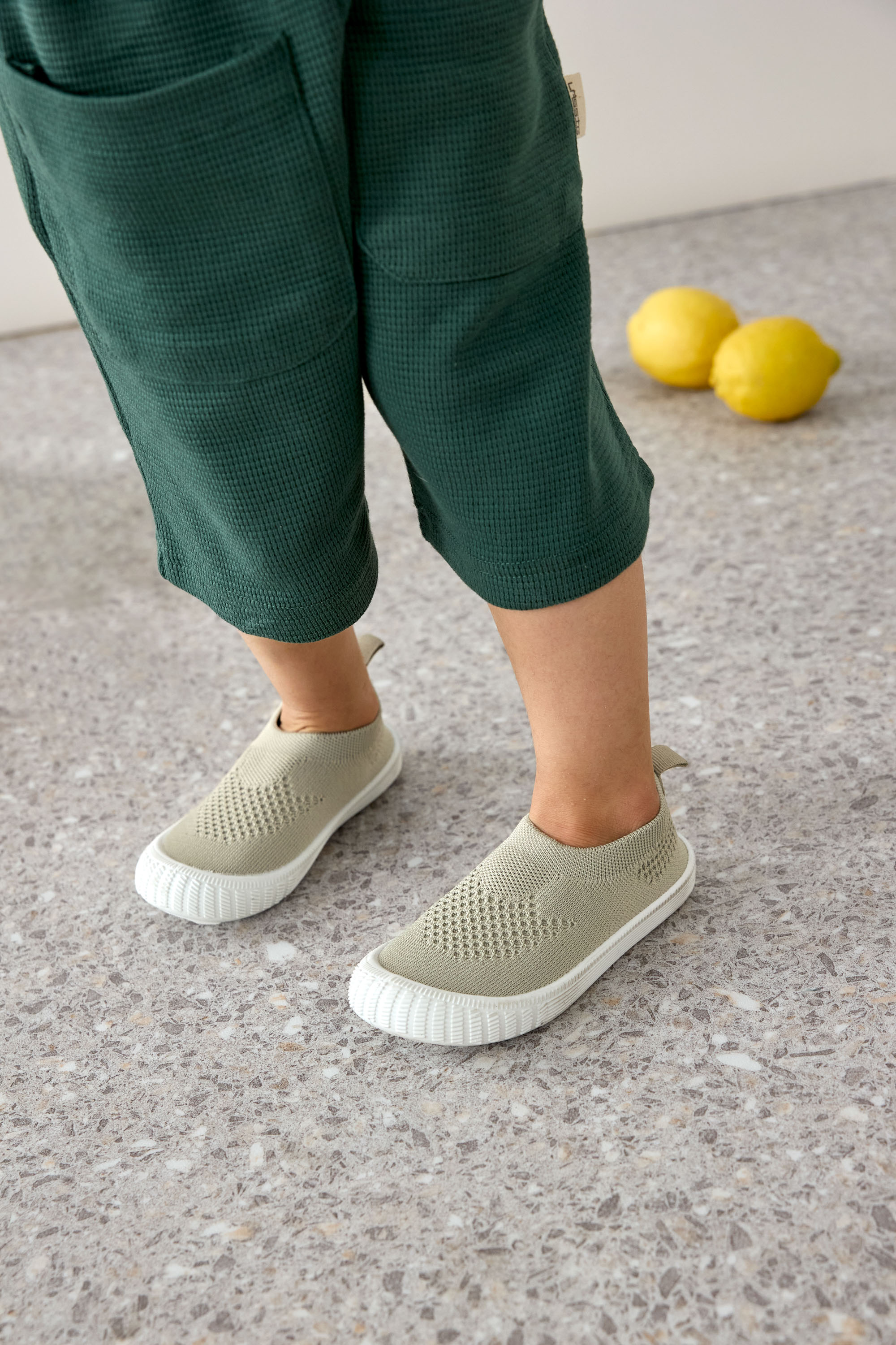 Lässig Cargo Pants Waffle GOTS dark green, 1-2 years