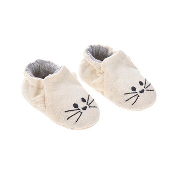 Lässig Baby Shoes GOTS Little Chums Cat One Size, 0-6 months, in cotton bag