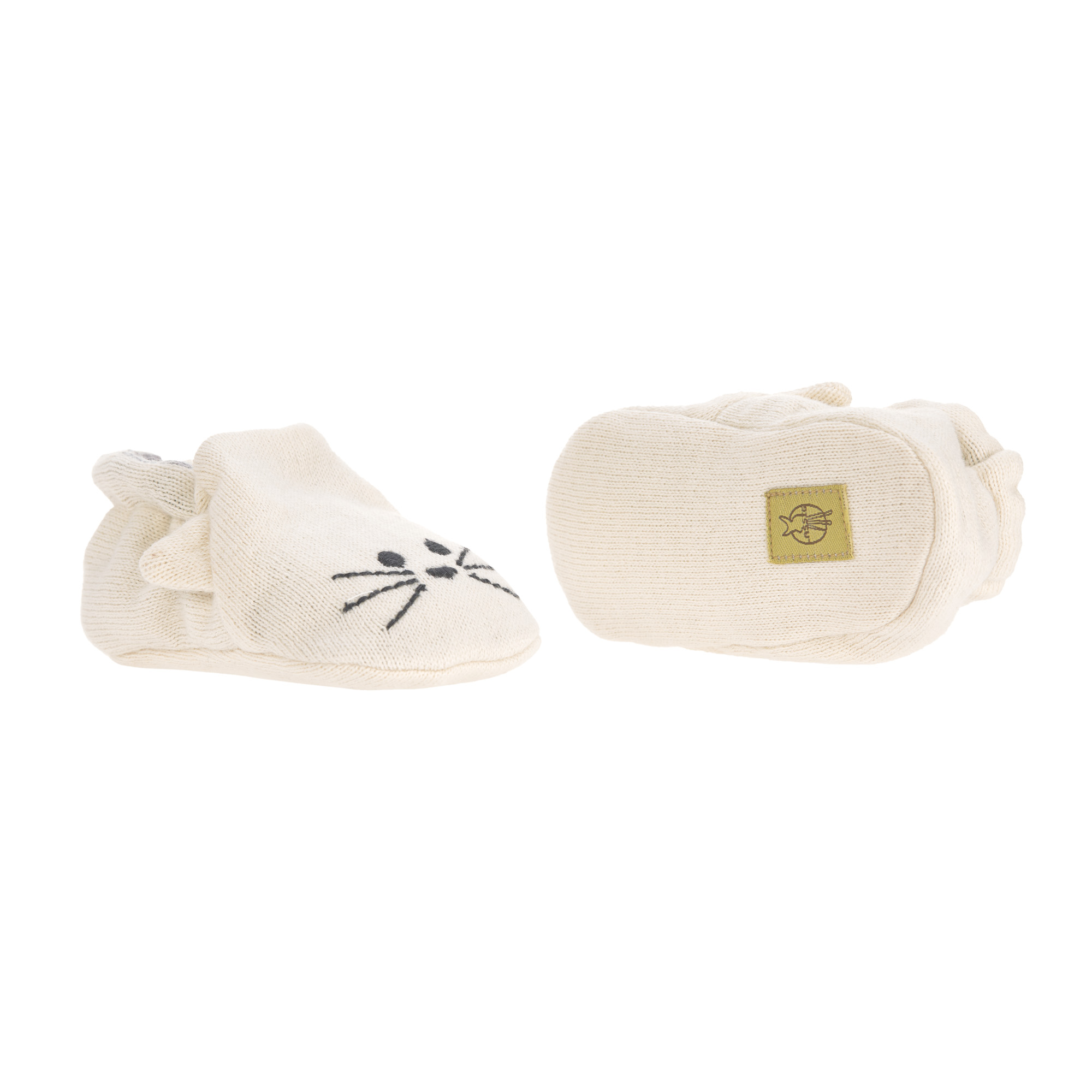 Lässig Baby Shoes GOTS Little Chums Cat One Size, 0-6 months, in cotton bag - 5
