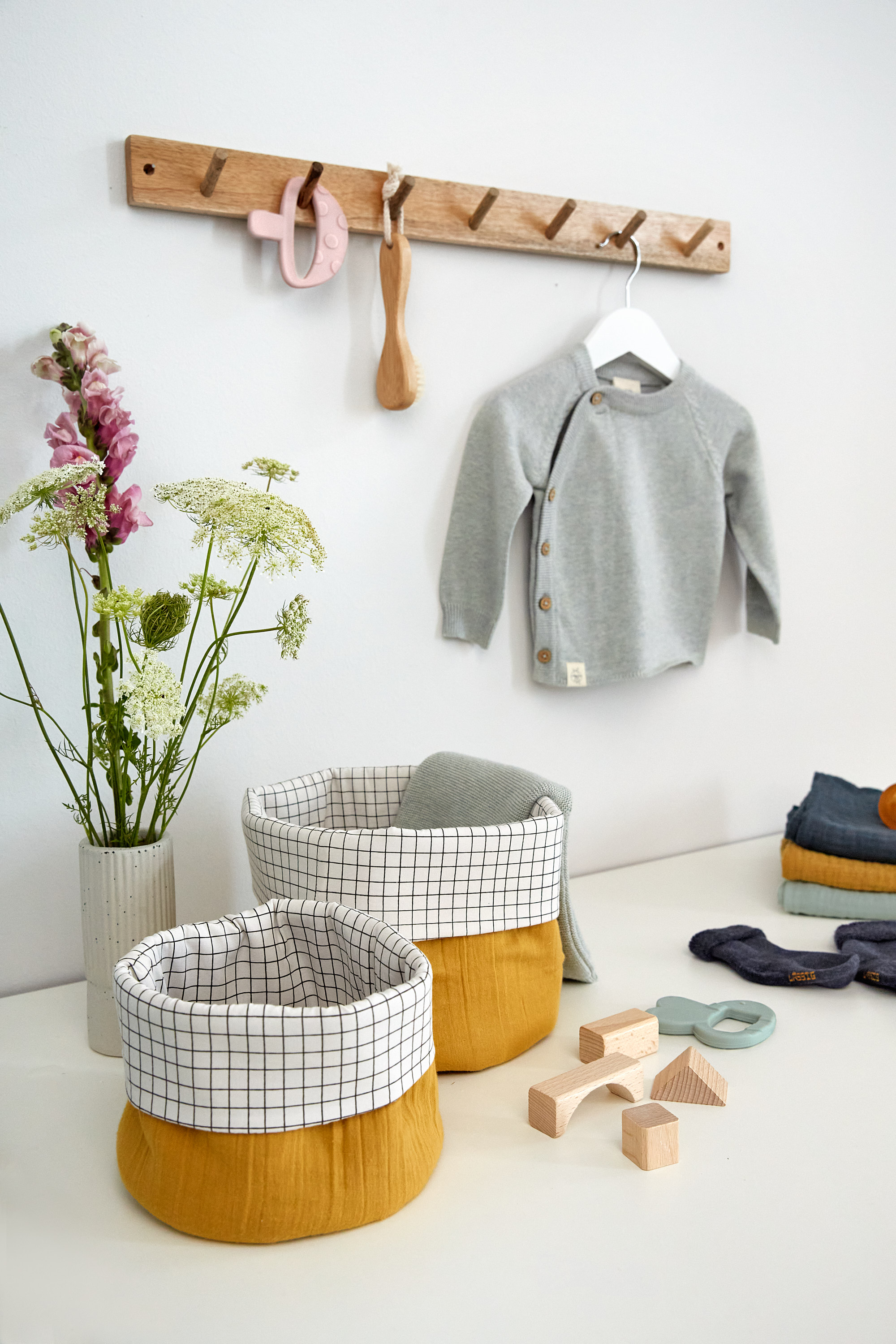 Lässig Storage Basket Set 3 pcs Muslin mustard