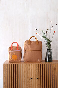 Lässig Little One & Me Square Backpack Big GOTS caramel