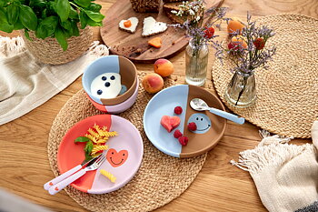 Lässig Silicone Bowl Happy Rascals Smile sky blue