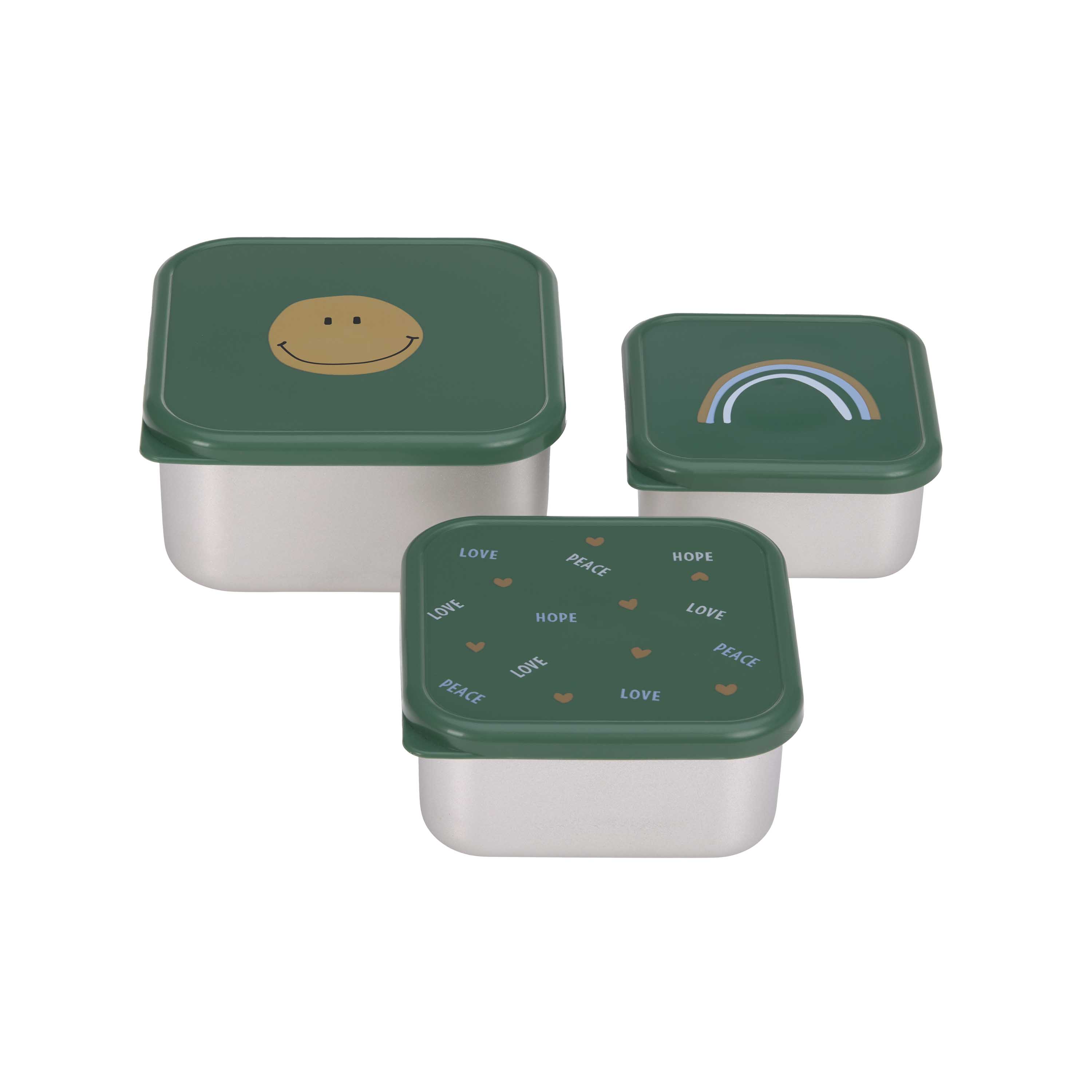 Lässig Snackbox Stainless Steel 3 pcs Happy Rascals