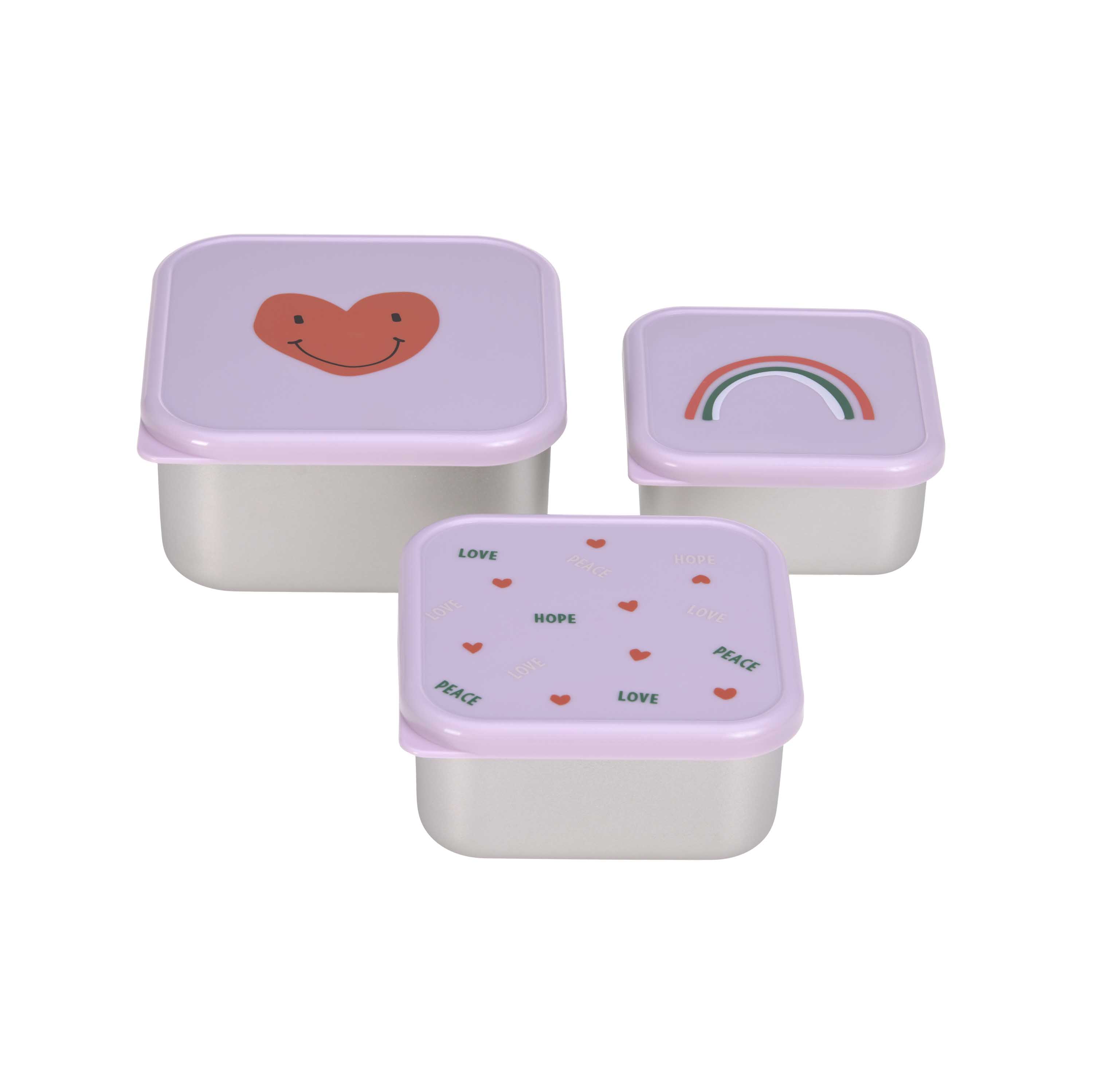 Lässig Snackbox Stainless Steel 3 pcs Happy Rascals