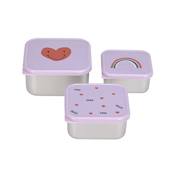 Lässig Snackbox Stainless Steel 3 pcs Happy Rascals