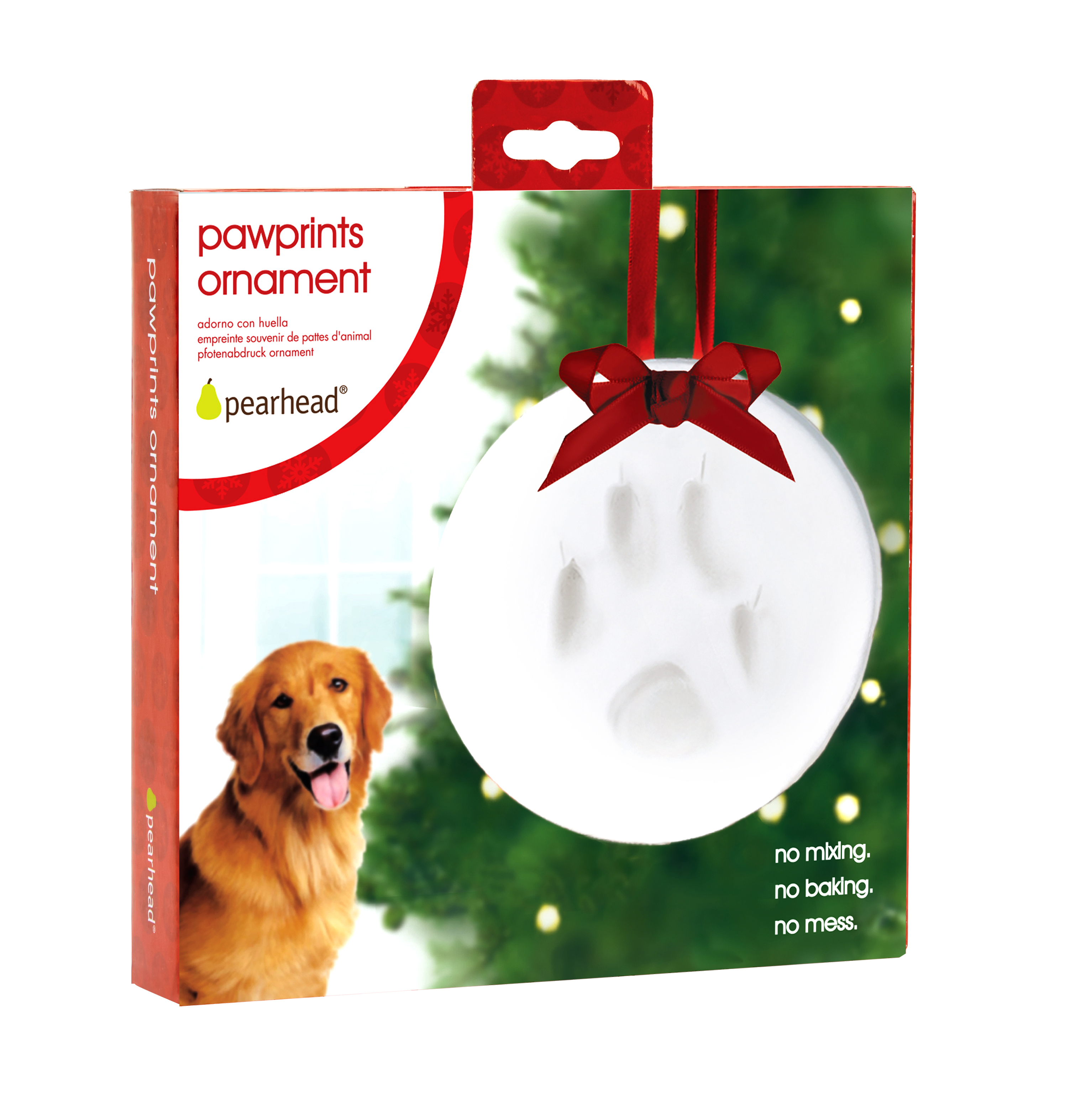 Pawprints Ornament - Round White - 3