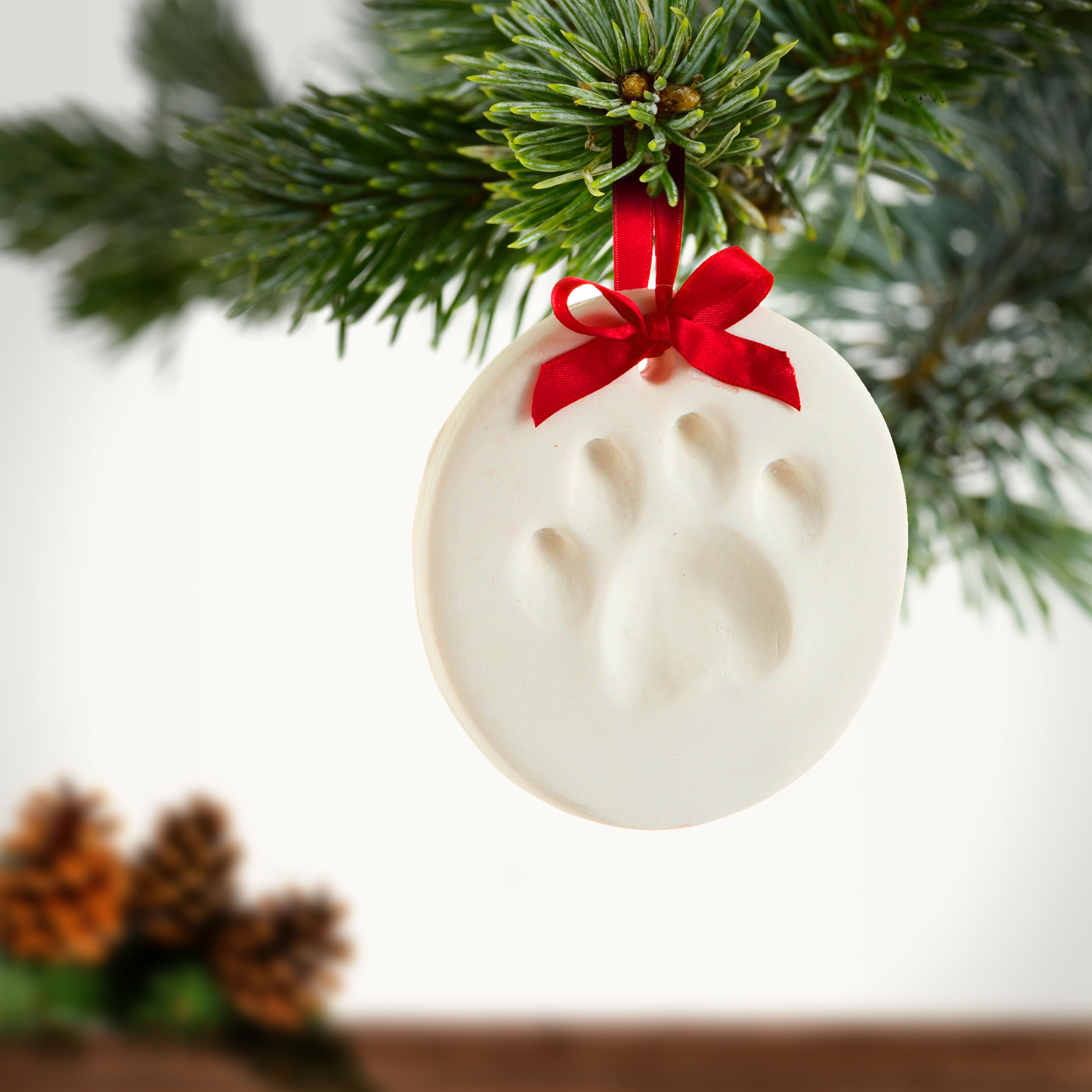 Pawprints Ornament - Round White - 2