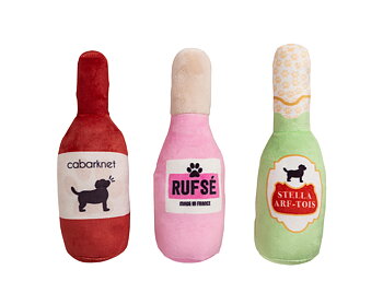 Beer, Wine & Rose Dog Toy Set Multi