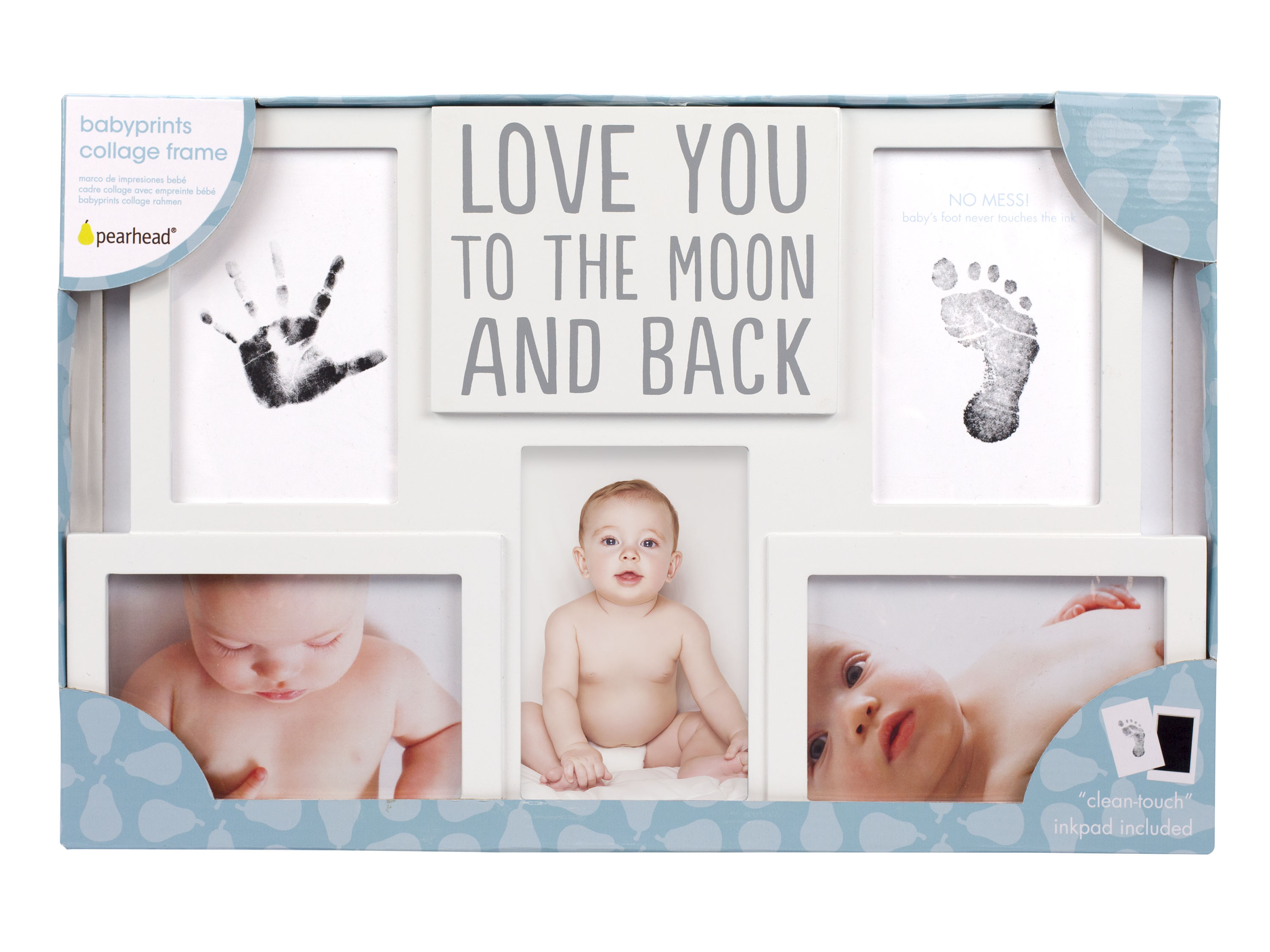 Babyprints Collage Frame - "Love You to the Moon and Back" White - 5
