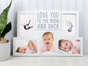 Babyprints Collage Frame - "Love You to the Moon and Back" White