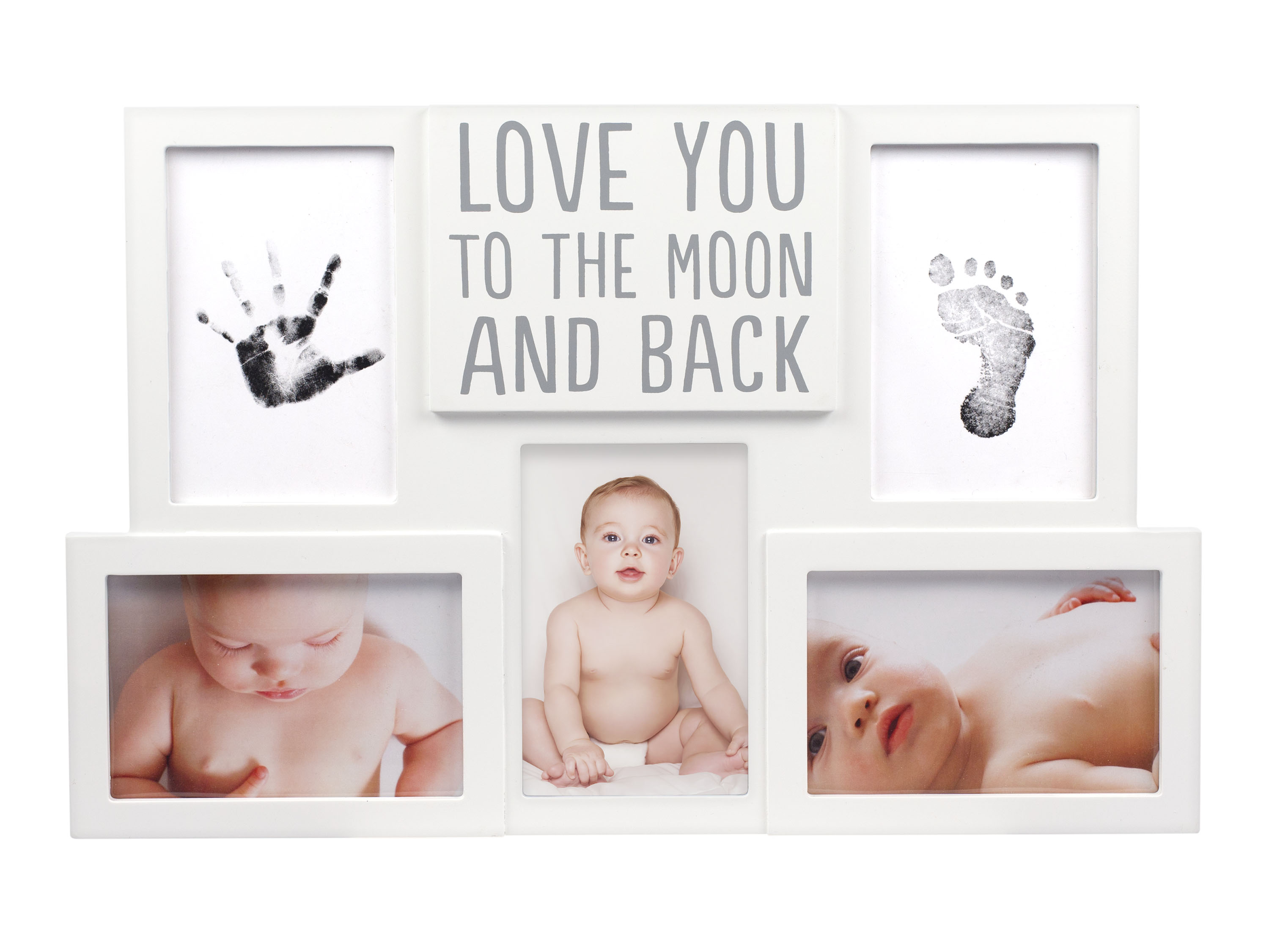 Babyprints Collage Frame - "Love You to the Moon and Back" White - 3