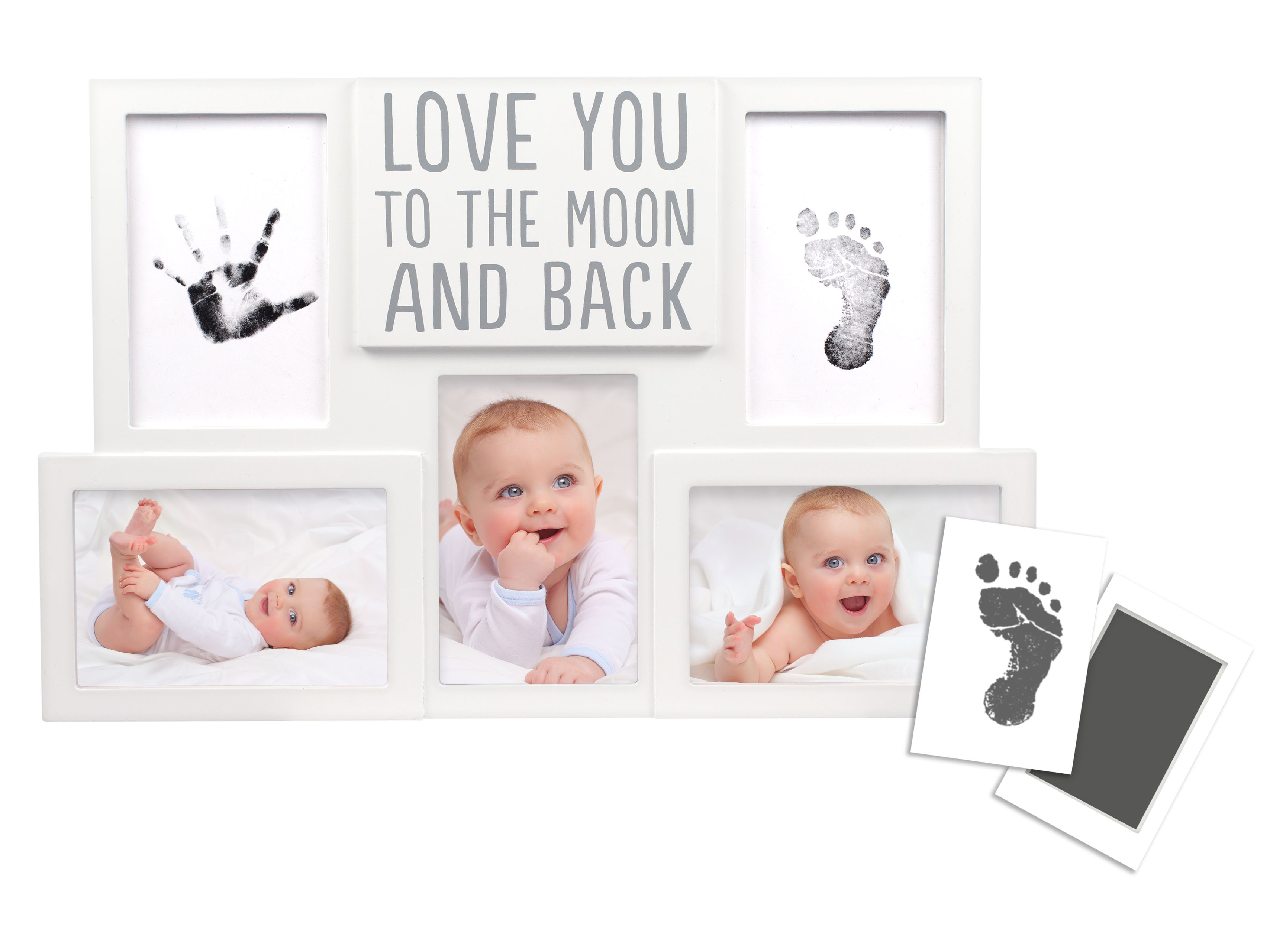 Babyprints Collage Frame - "Love You to the Moon and Back" White - 4