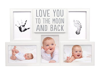 Babyprints Collage Frame - "Love You to the Moon and Back" White