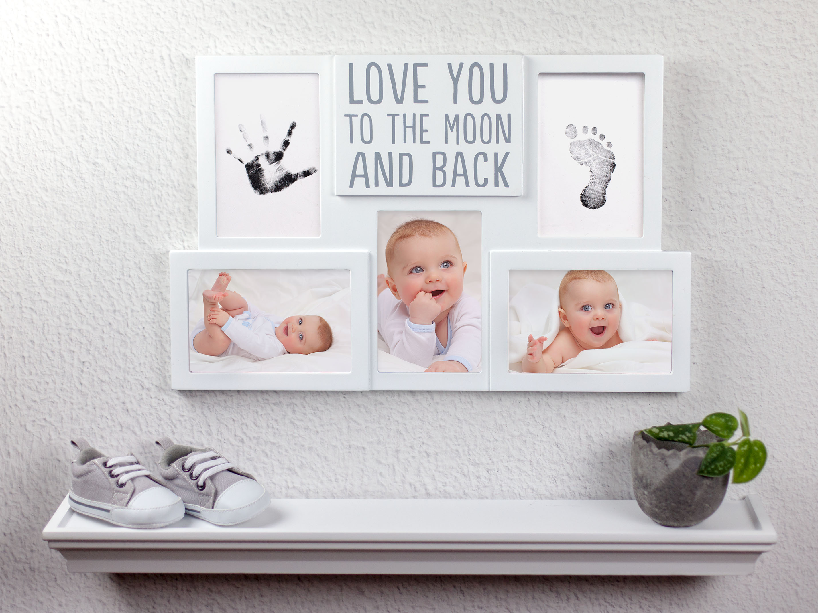 Babyprints Collage Frame - "Love You to the Moon and Back" White - 6