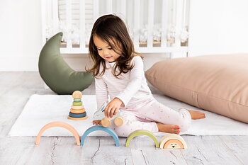 Wooden Stacking Toy, Rainbow Multi