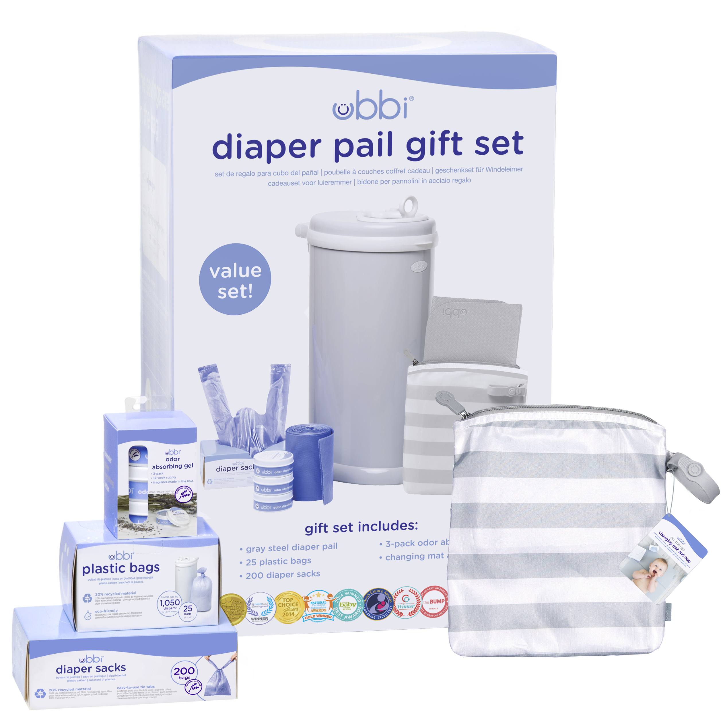 Diaper Pail Gift Set Gray - 3