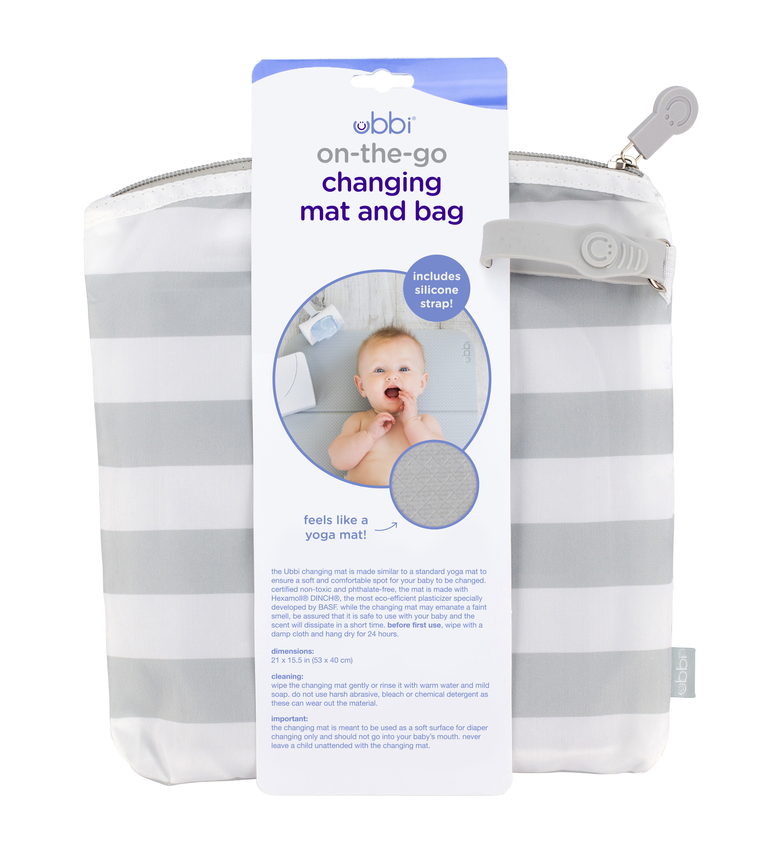 Ubbi OTG Changing Mat Bag Gray/White - 3