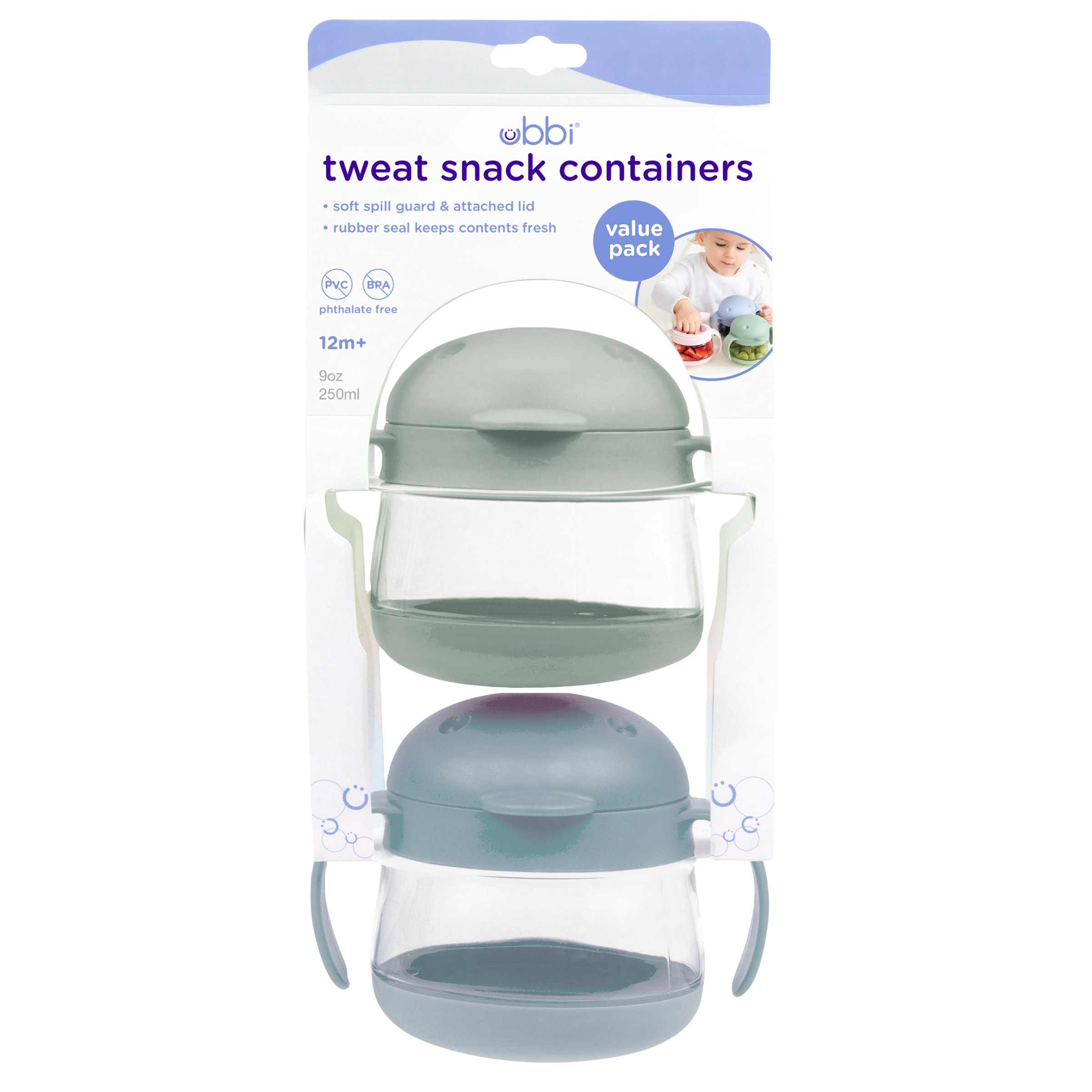 Tweat Snack Container Twin Pack Sage & Blue