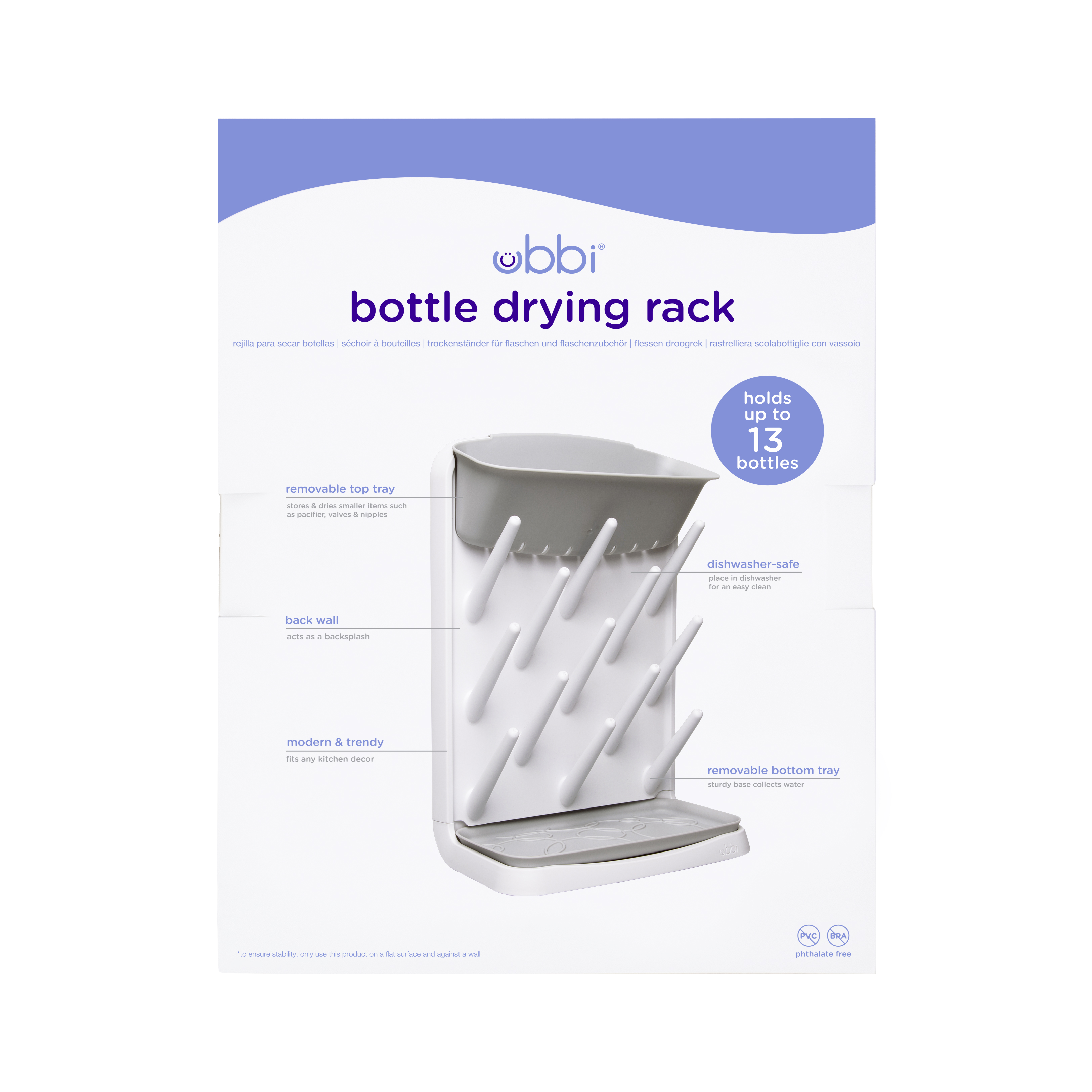 Vertical Bottle Drying Rack Gray - 4