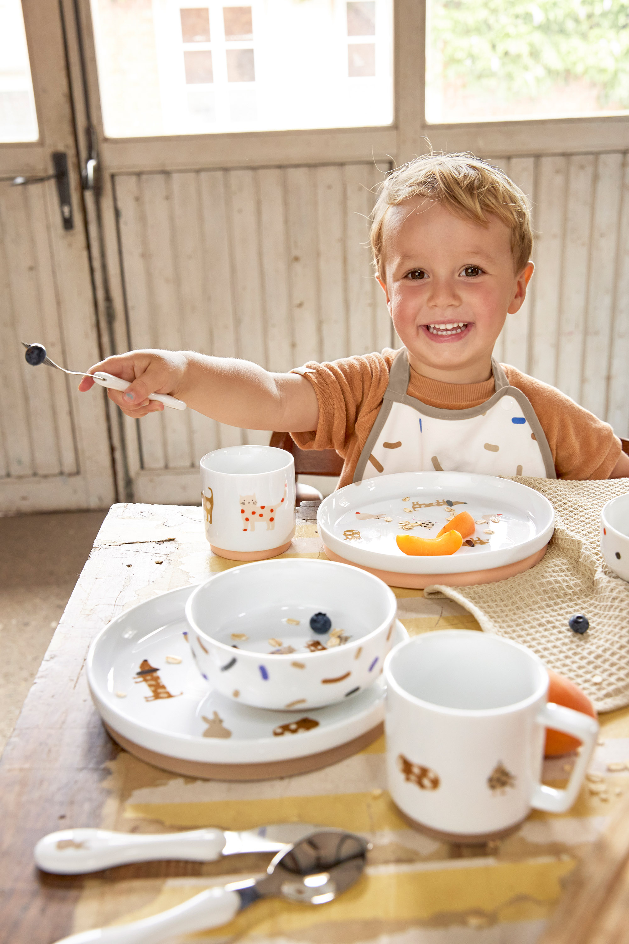 Lässig Dish Set Porcelain/Silicone Little Mateys Royal Blue - 16