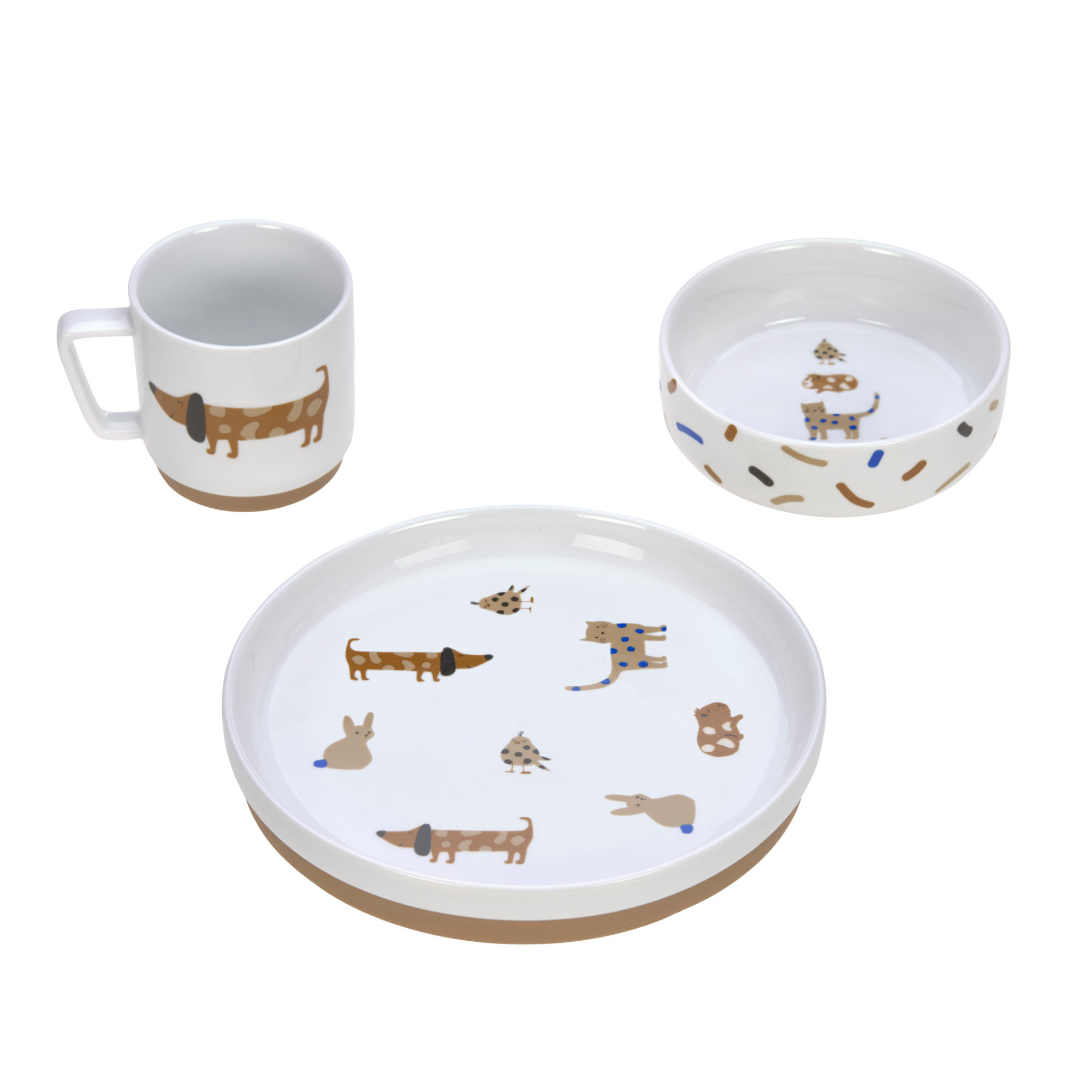Lässig Dish Set Porcelain/Silicone Little Mateys Royal Blue - 3