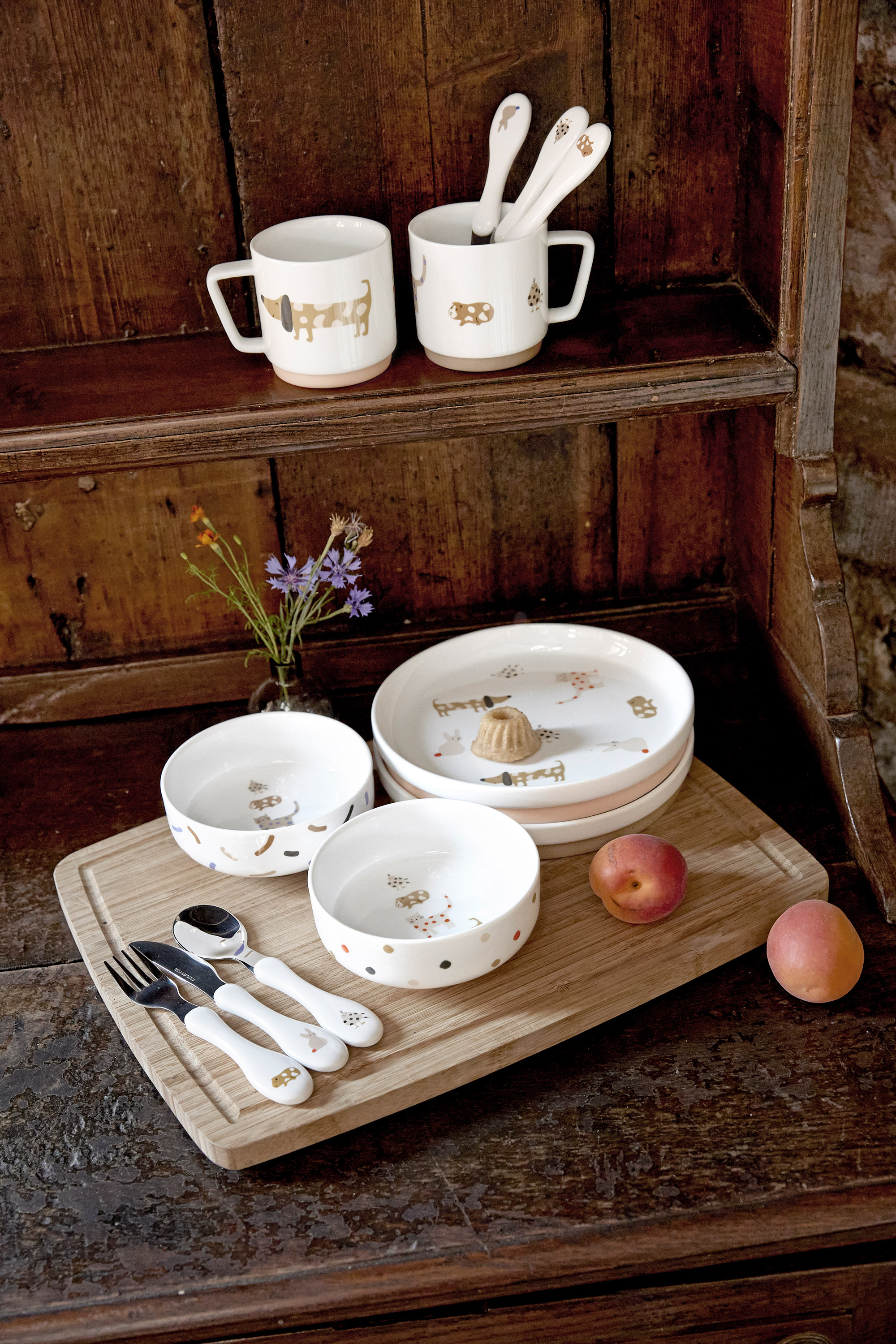Lässig Dish Set Porcelain/Silicone Little Mateys Spicy Orange - 11