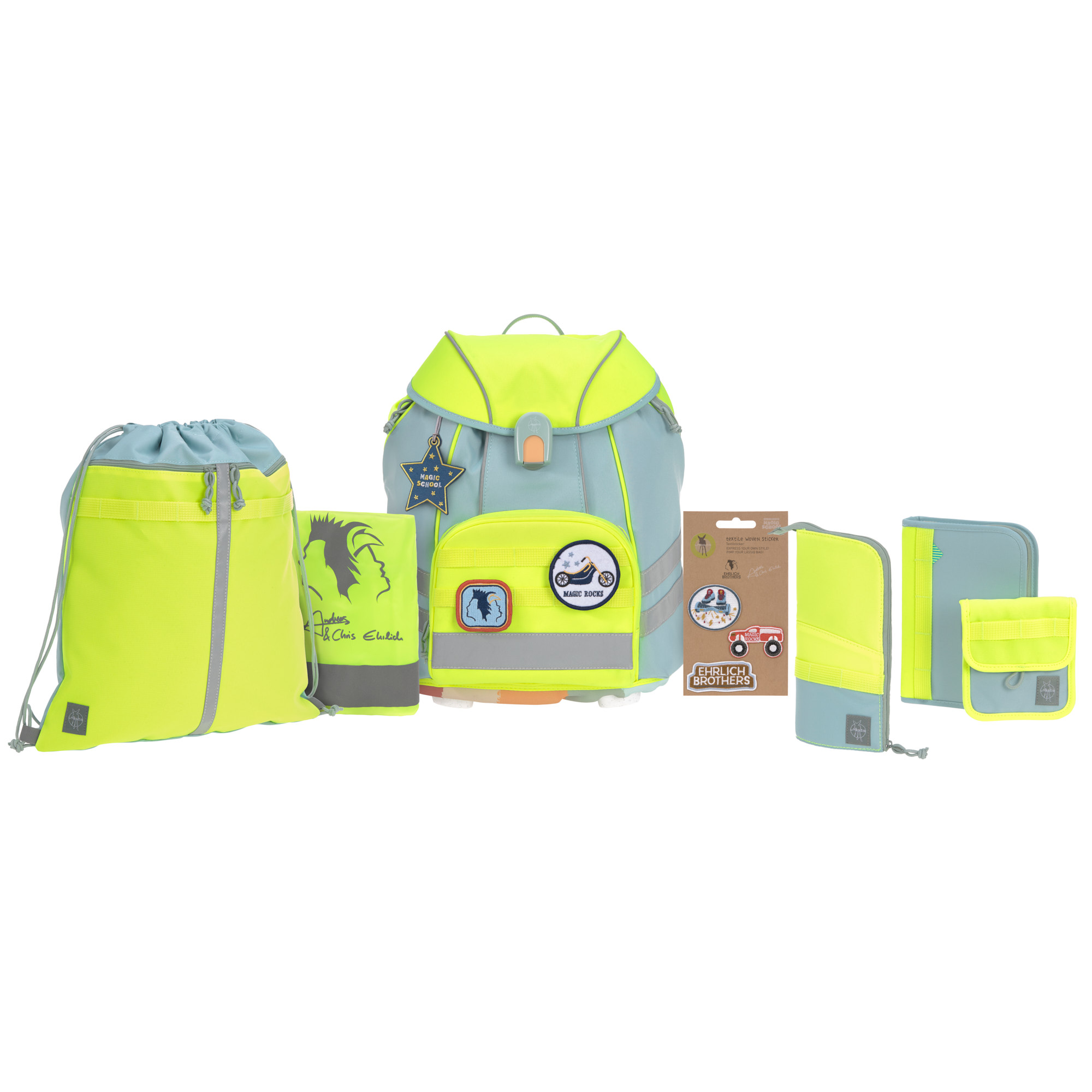 Lässig School Set Flexy Unique Beginner blue/neon-yellow Ehrlich Brothers