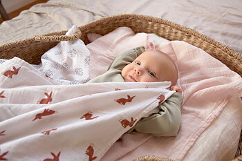 Lässig Swaddle & Burp Blanket M - Little Forest Rabbit
