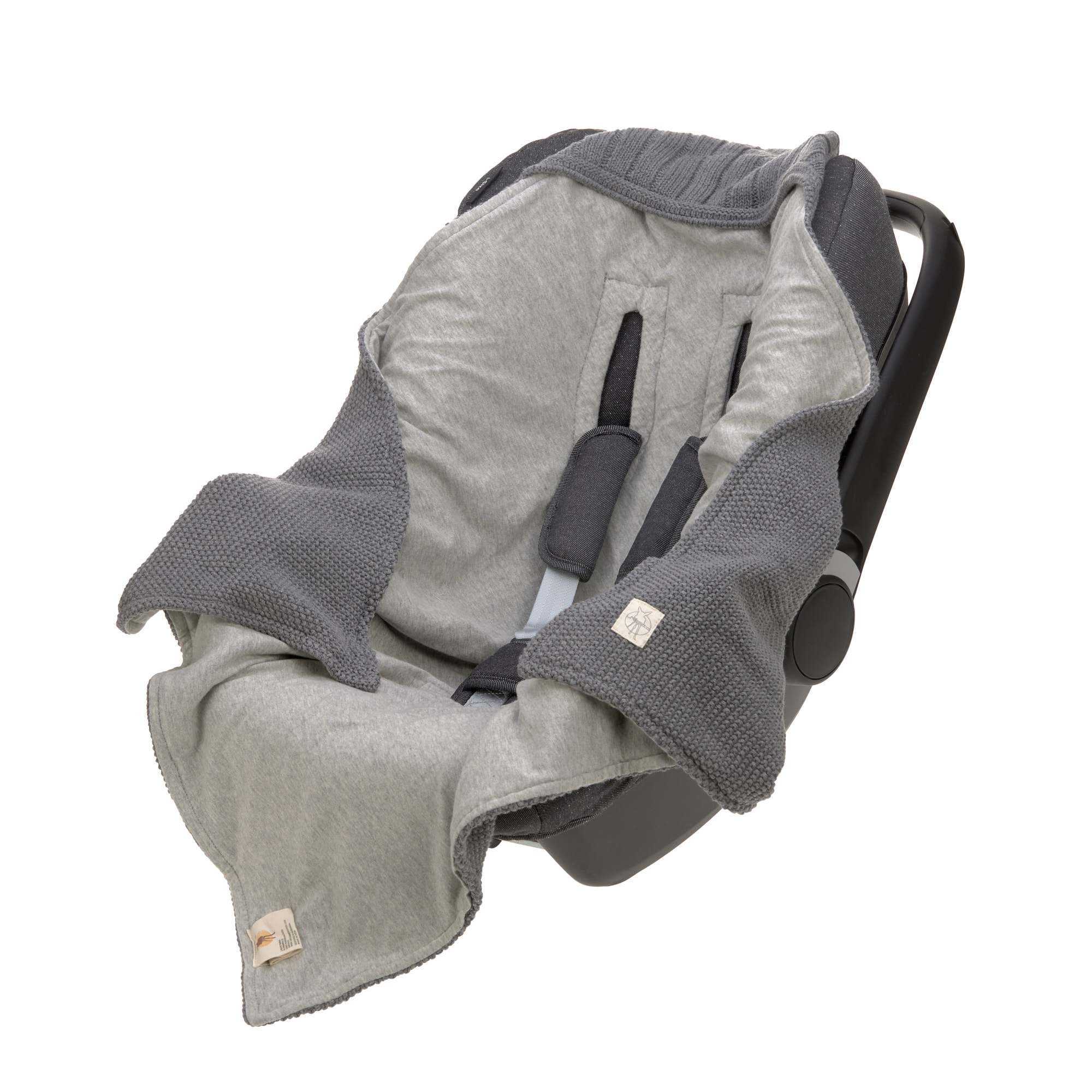 Lässig Knitted Blanket GOTS for Baby Seat Anthracite - 12