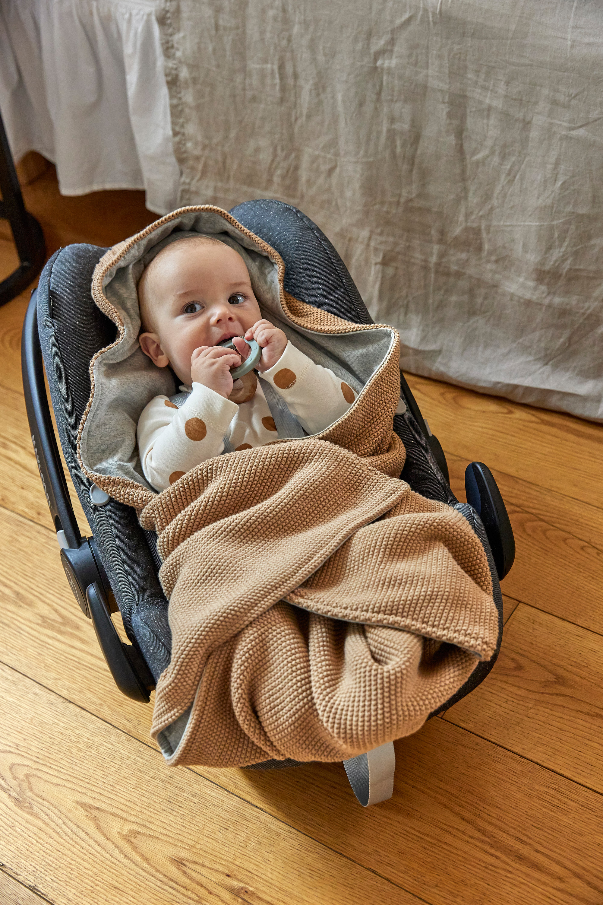 Lässig Knitted Blanket GOTS for Baby Seat Sand - 3