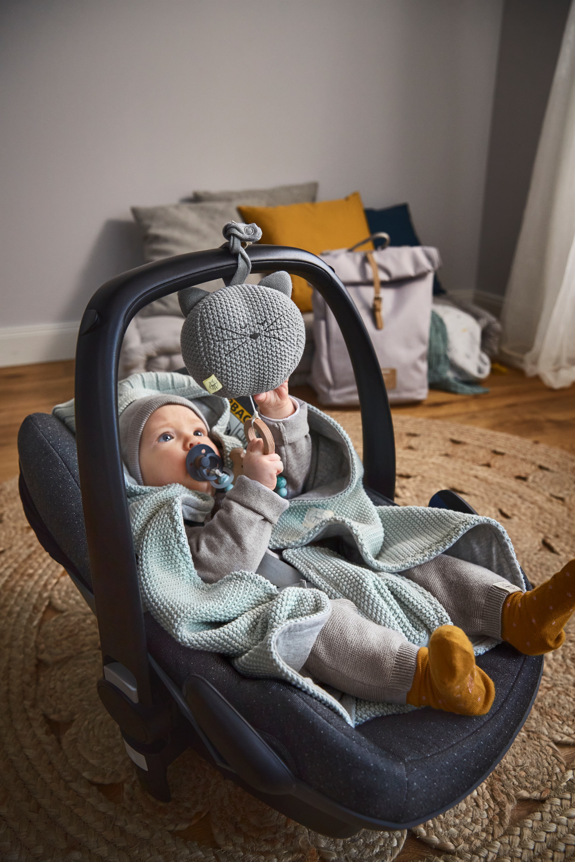 Lässig Knitted Blanket GOTS for Baby Seat Light Mint - 28