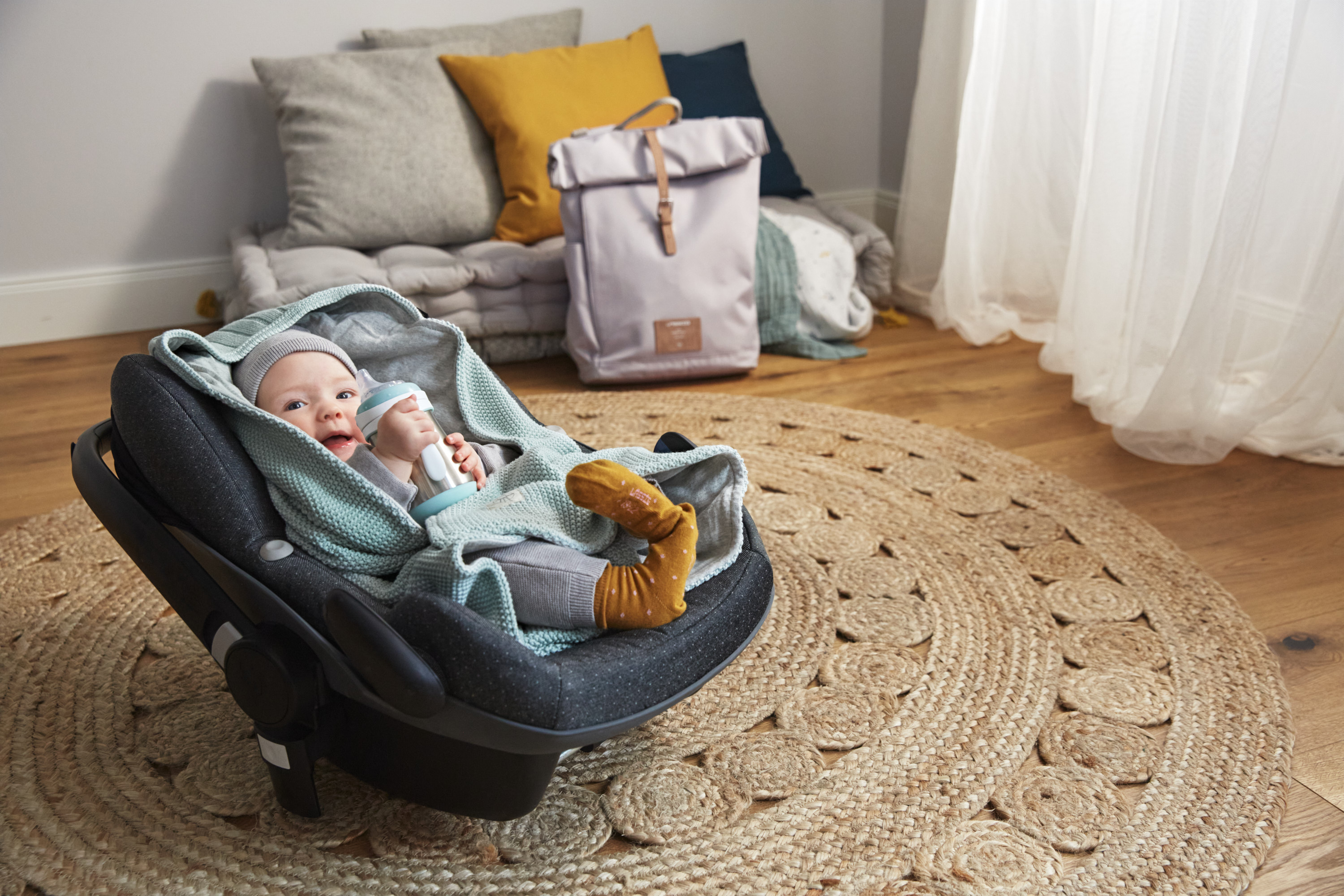 Lässig Knitted Blanket GOTS for Baby Seat Light Mint - 22
