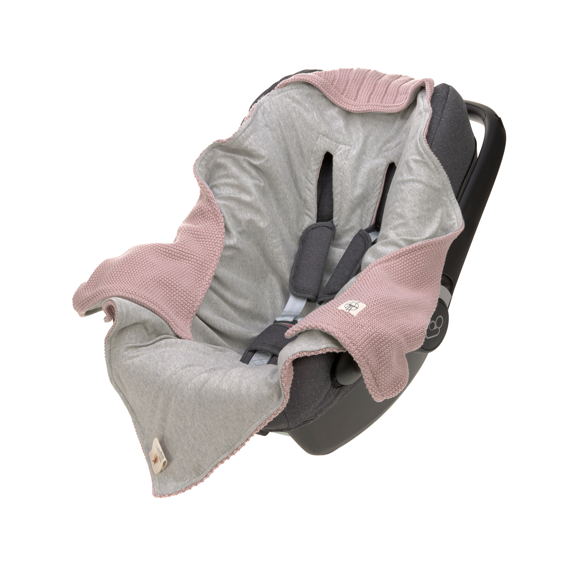 Lässig Knitted Blanket GOTS for Baby Seat Dusky Pink - 11