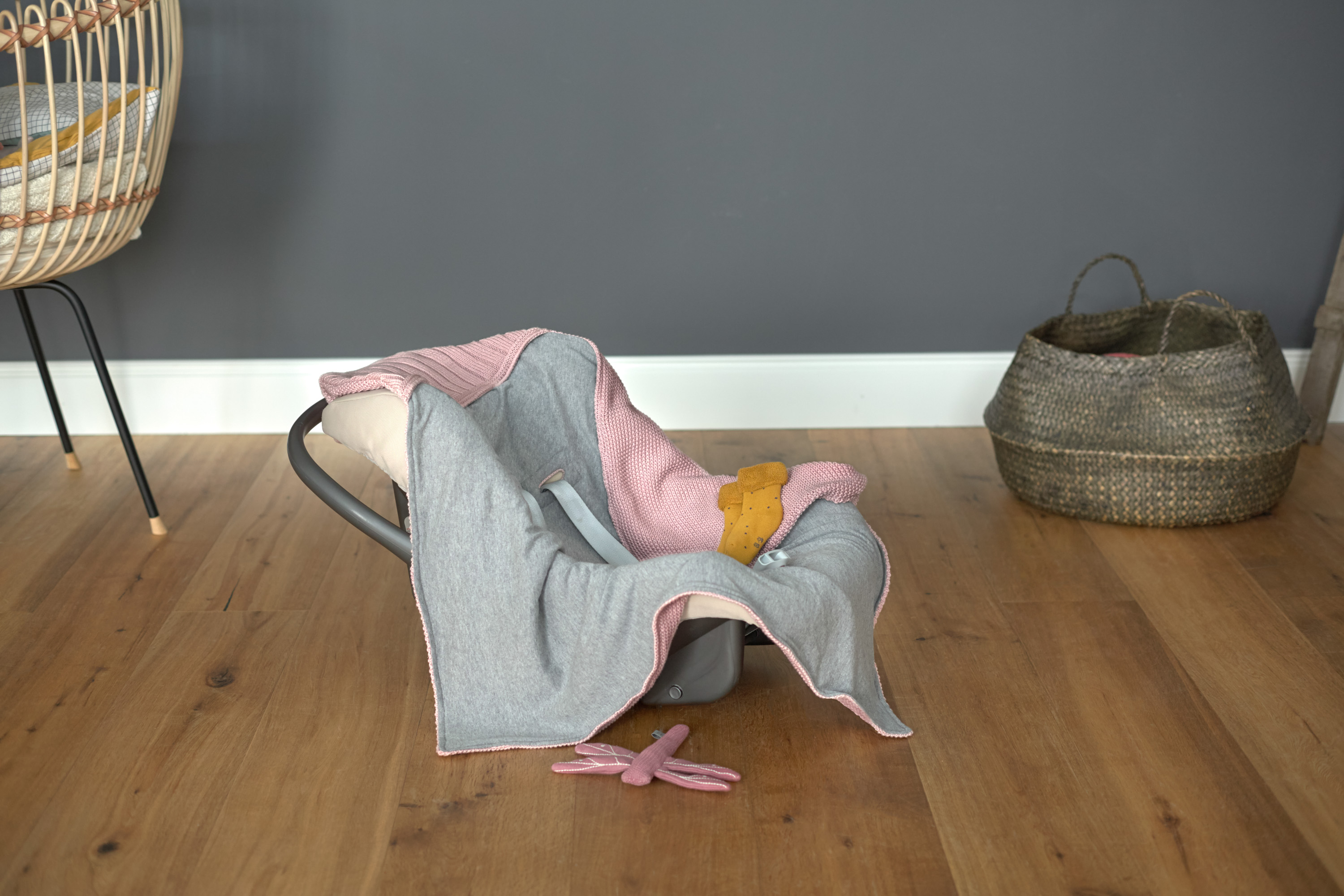 Lässig Knitted Blanket GOTS for Baby Seat Dusky Pink - 8