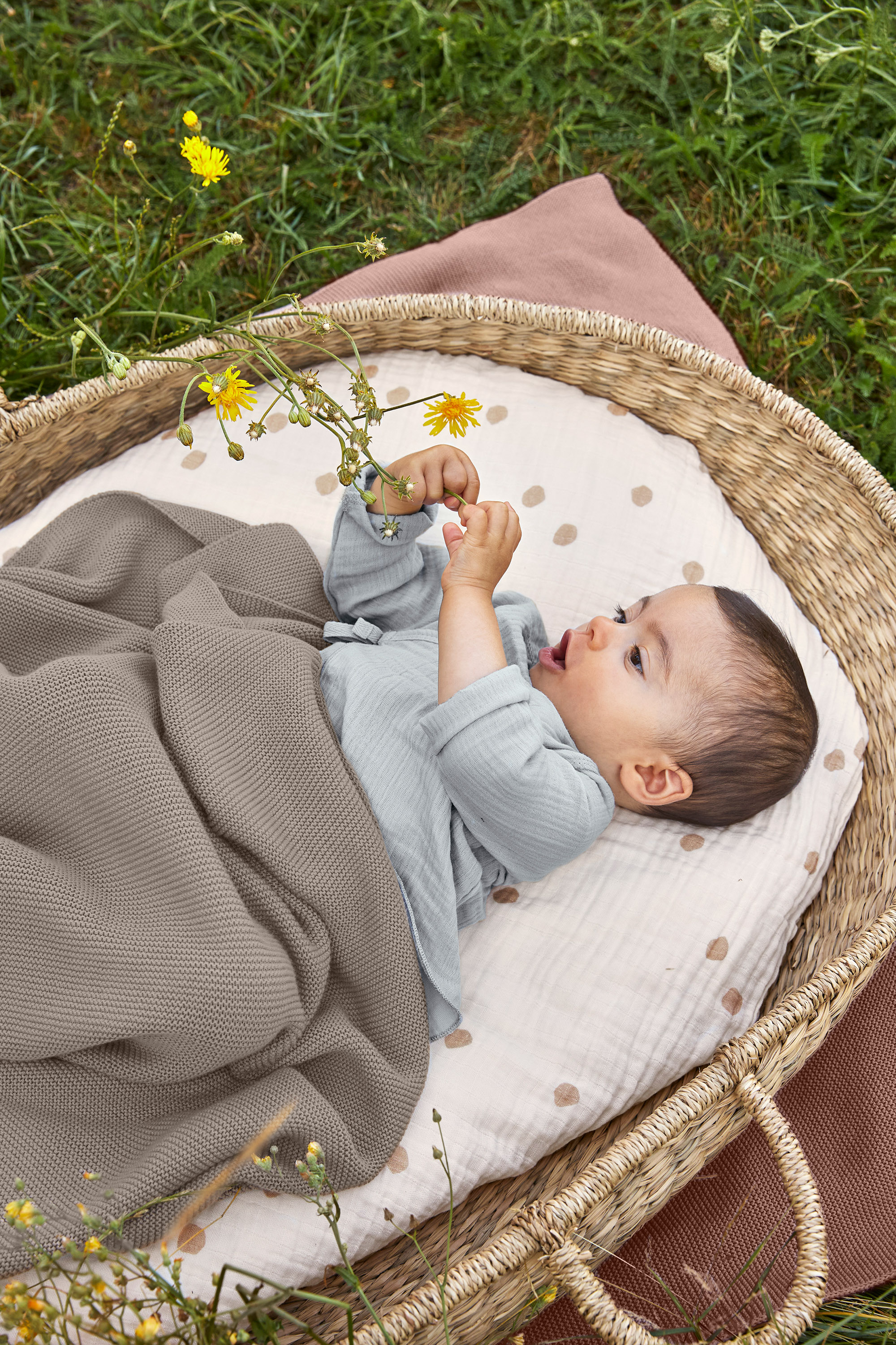 Lässig Knitted Blanket GOTS Frizzy Stone - 10