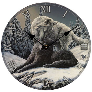 Väggklocka - Varg, Snow Kisses